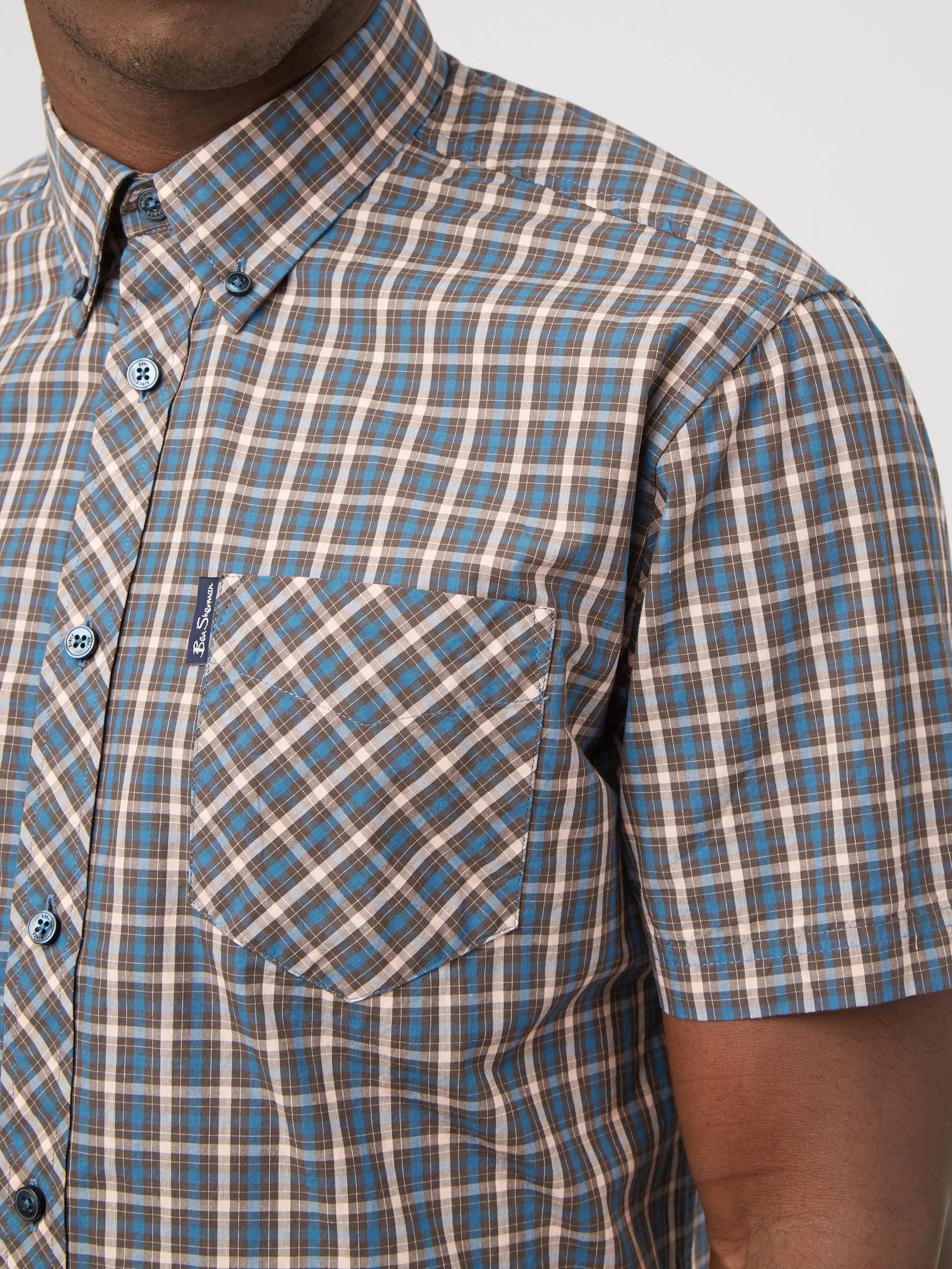 Signature House Check Short-Sleeve Shirt - Wedgewood Blue sold by Ben Sherman product image thumbnail 4