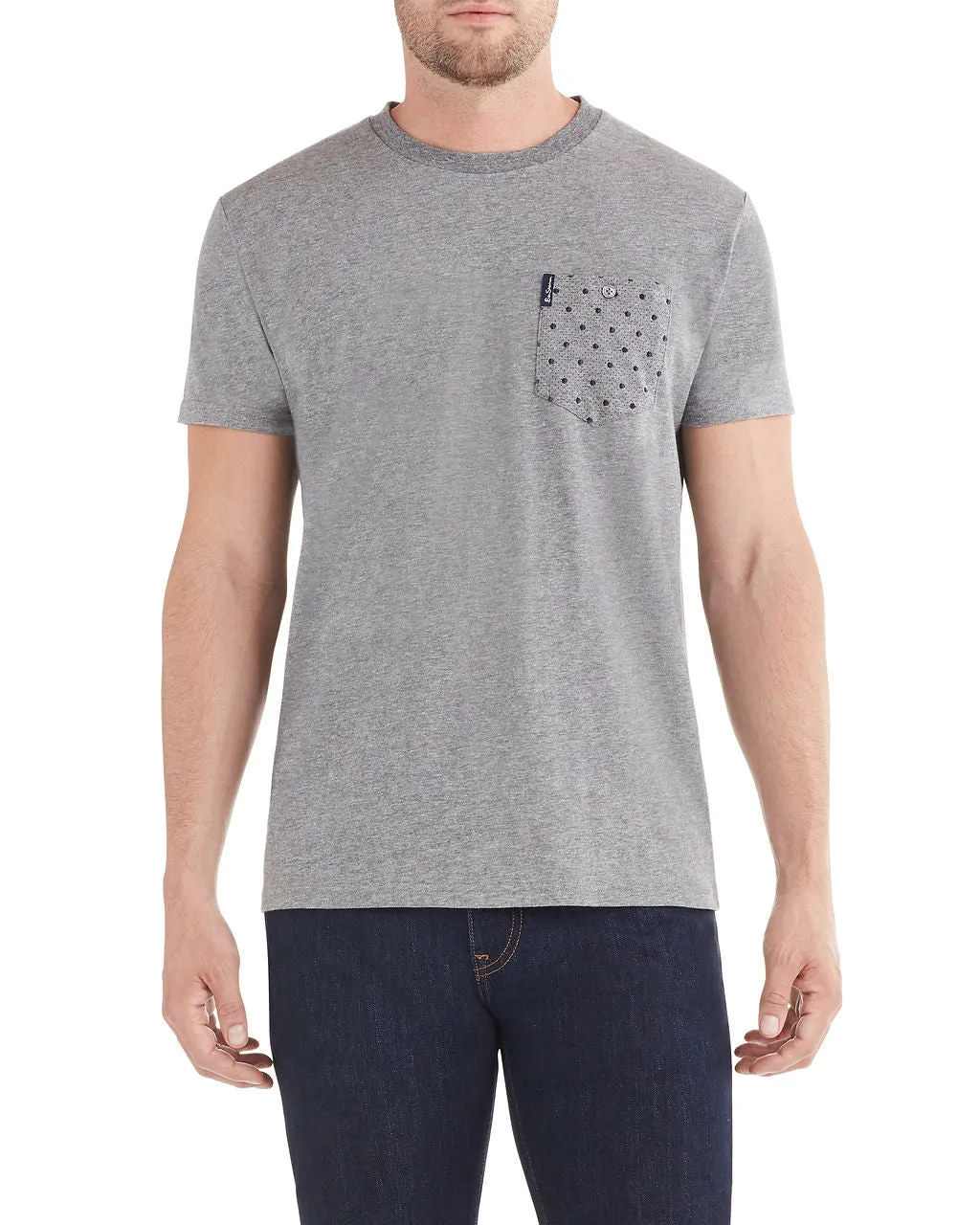 Dot Stripe Pocket Print Styled T-Shirt - Grey sold by Ben Sherman