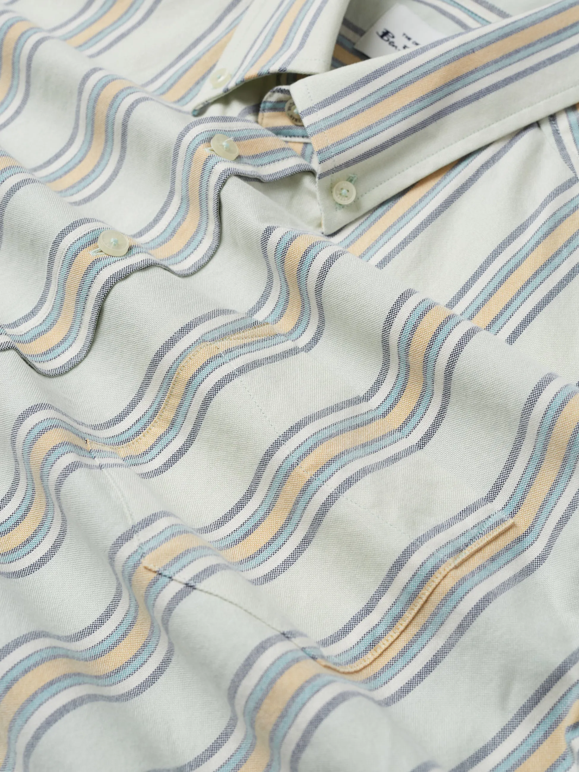 Ivy Oxford Stripe Short-Sleeve Shirt - Eggshell sold by Ben Sherman product image thumbnail 3
