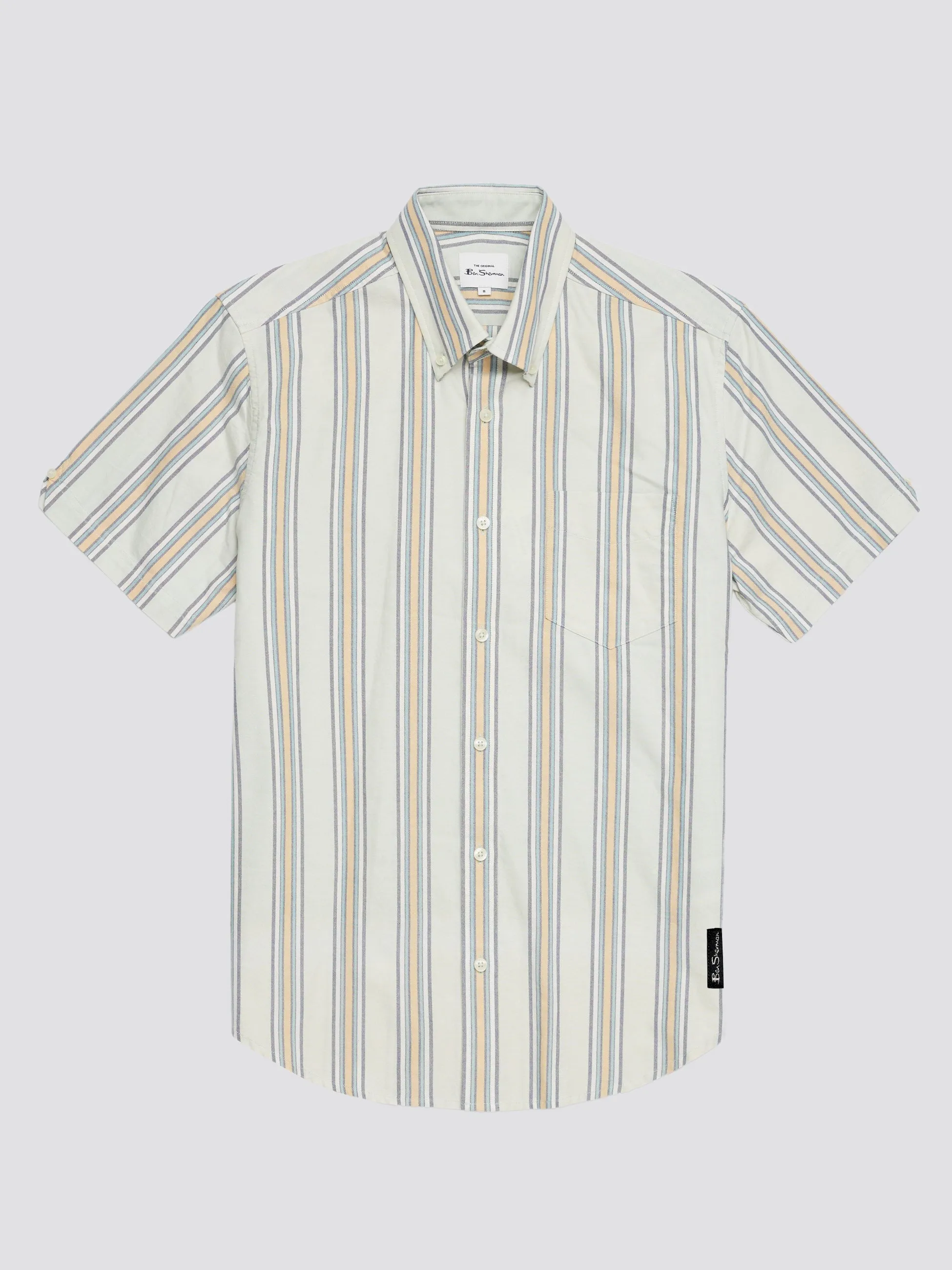 Ivy Oxford Stripe Short-Sleeve Shirt - Eggshell sold by Ben Sherman