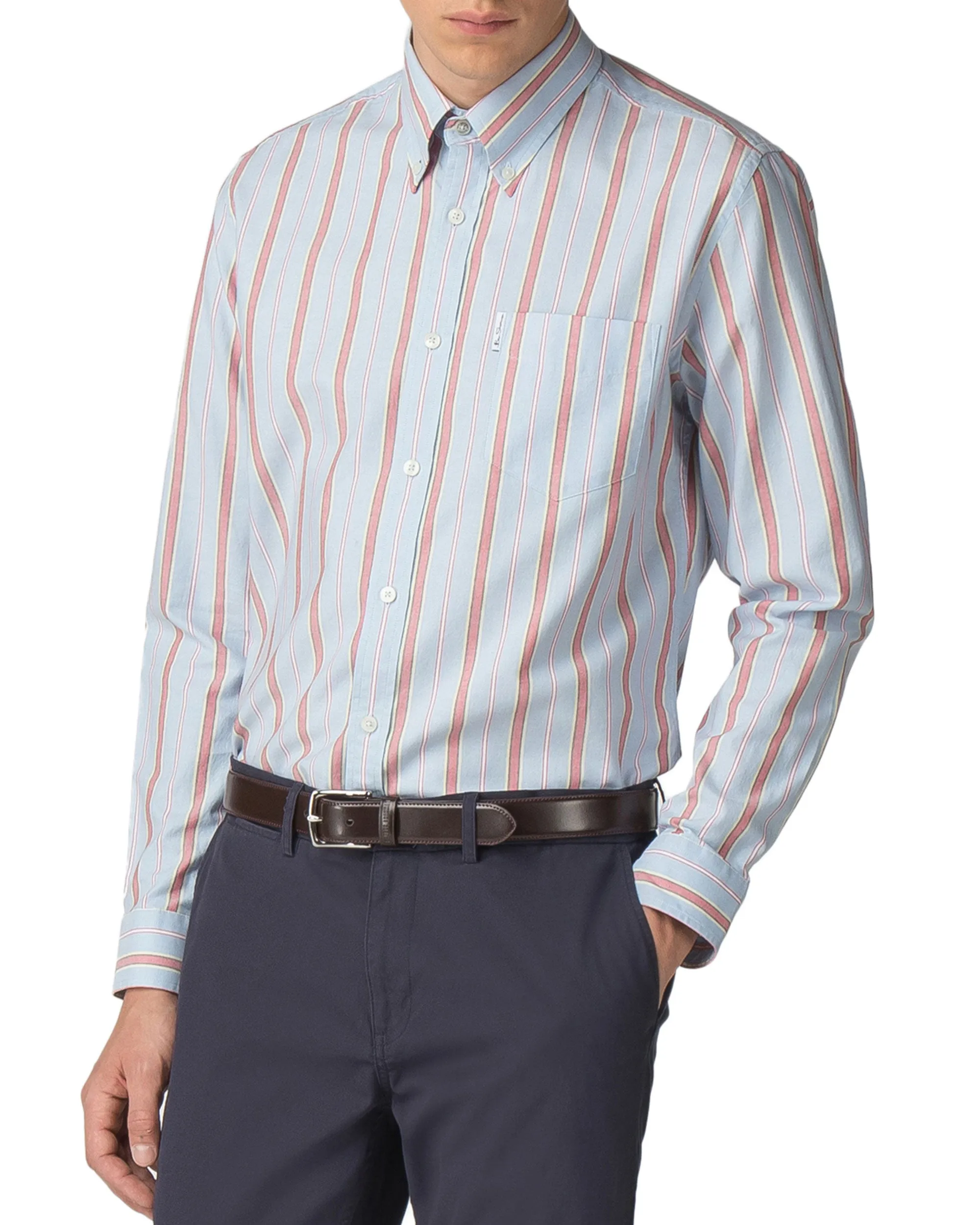 Long-Sleeved Archive Brighton Striped Shirt - Robbia Blue sold by Ben Sherman