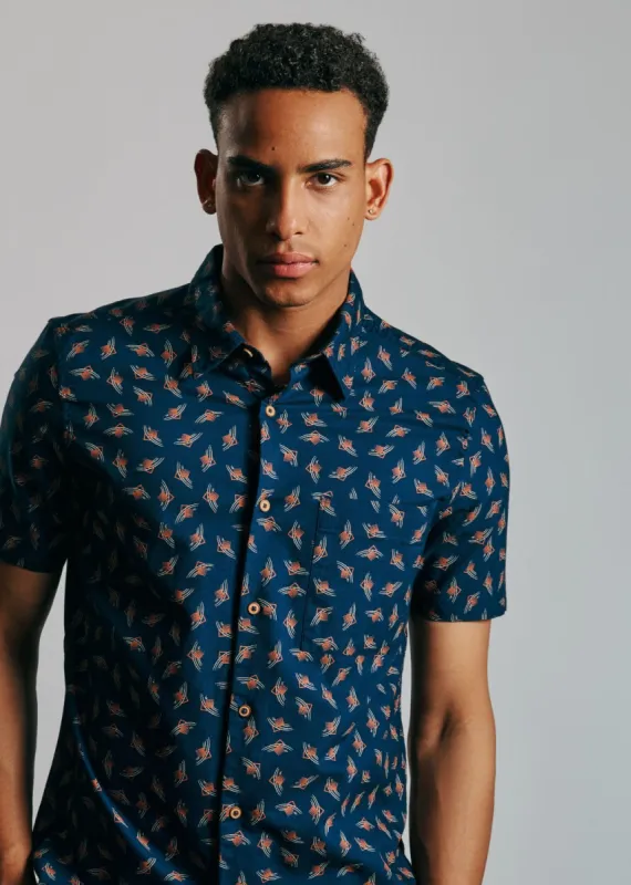 Art Deco Geo Print Shirt - Dark Navy sold by Ben Sherman