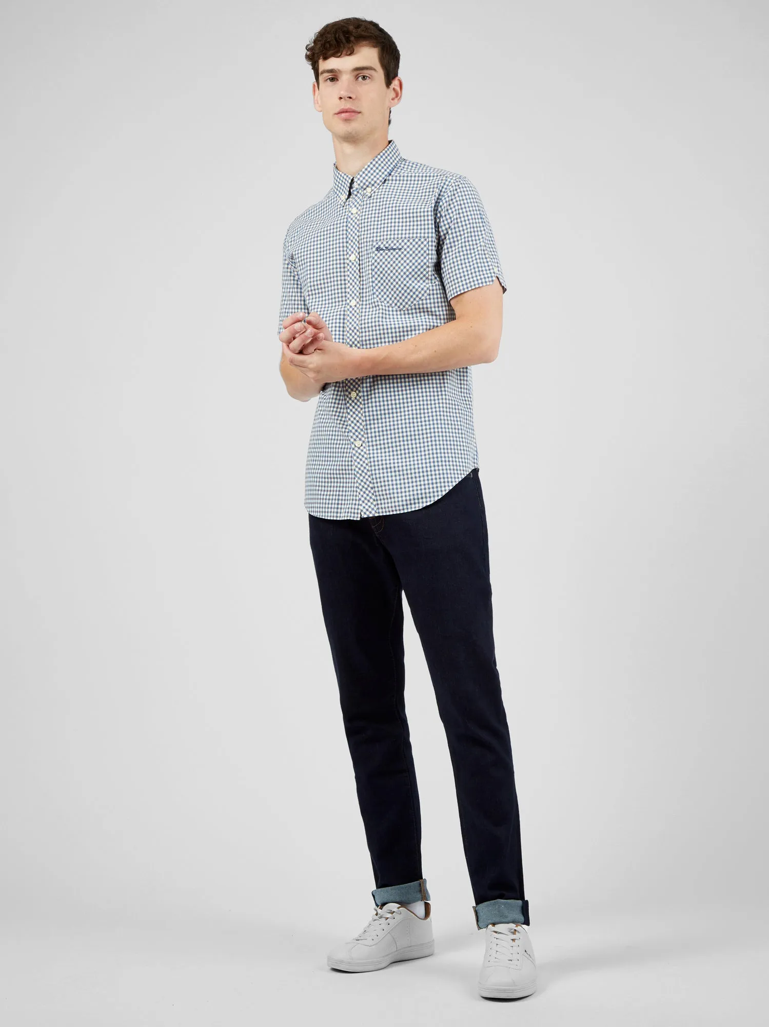 Signature Short-Sleeve Gingham Shirt - Persian Blue sold by Ben Sherman product image thumbnail 2