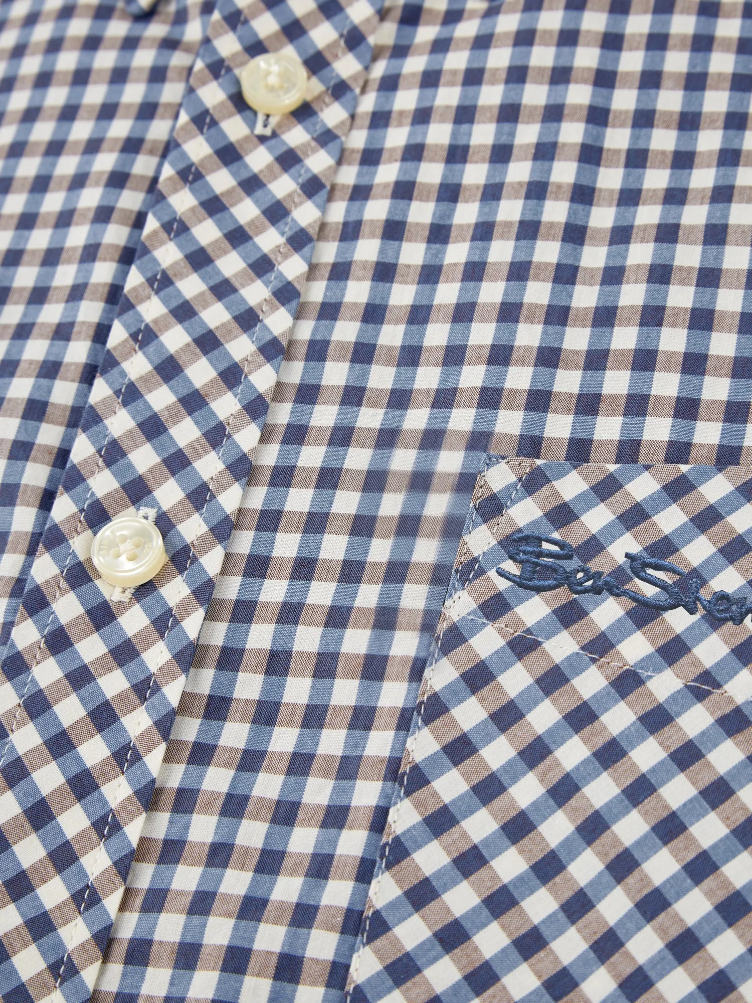 Signature Short-Sleeve Gingham Shirt - Persian Blue sold by Ben Sherman product image thumbnail 4