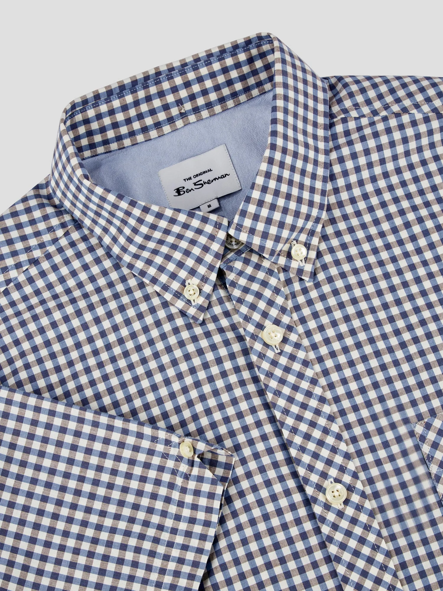 Signature Short-Sleeve Gingham Shirt - Persian Blue sold by Ben Sherman product image thumbnail 3