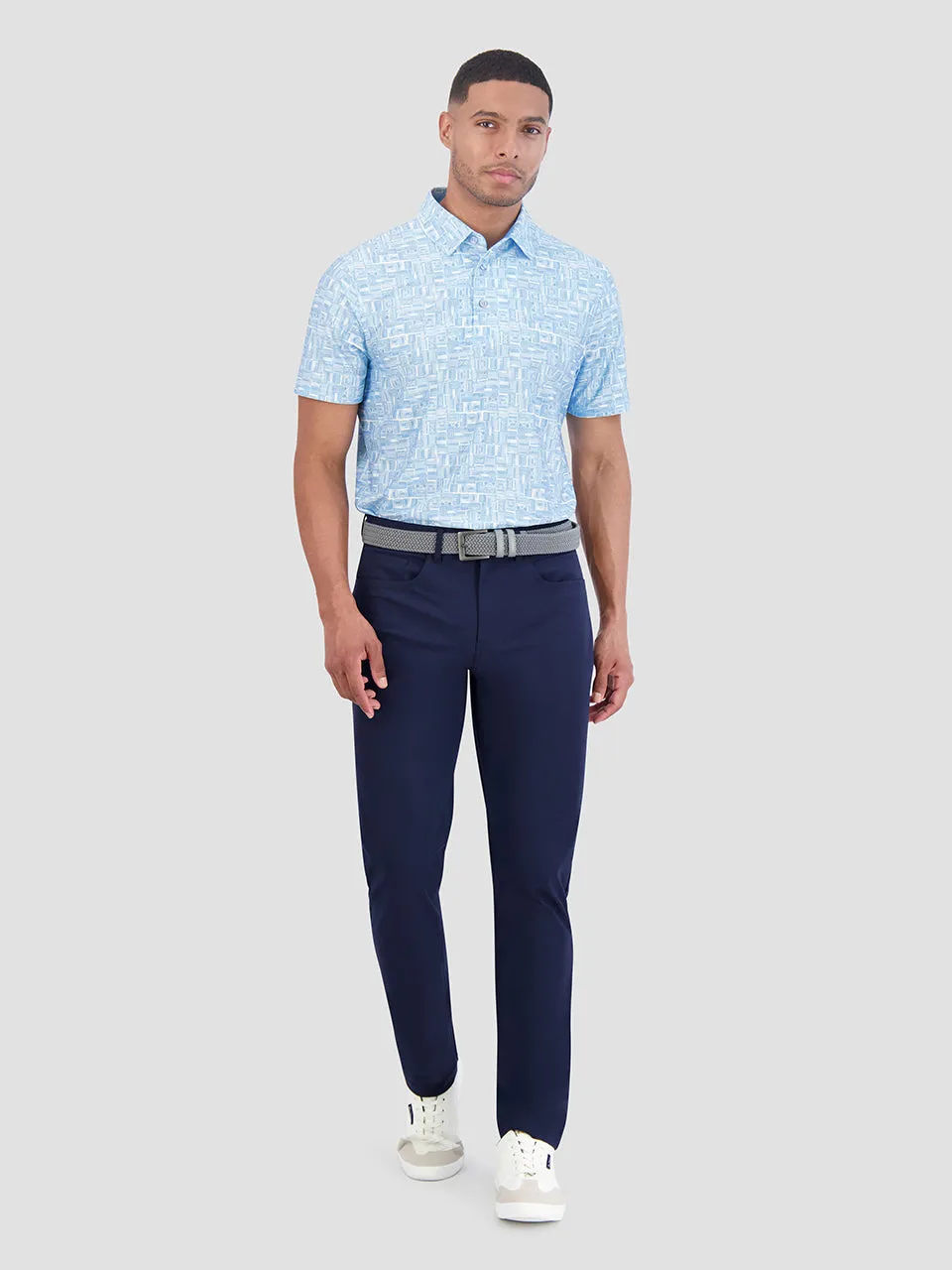 Radio Stack Tech Jersey Sports Fit Polo - Light Blue sold by Ben Sherman