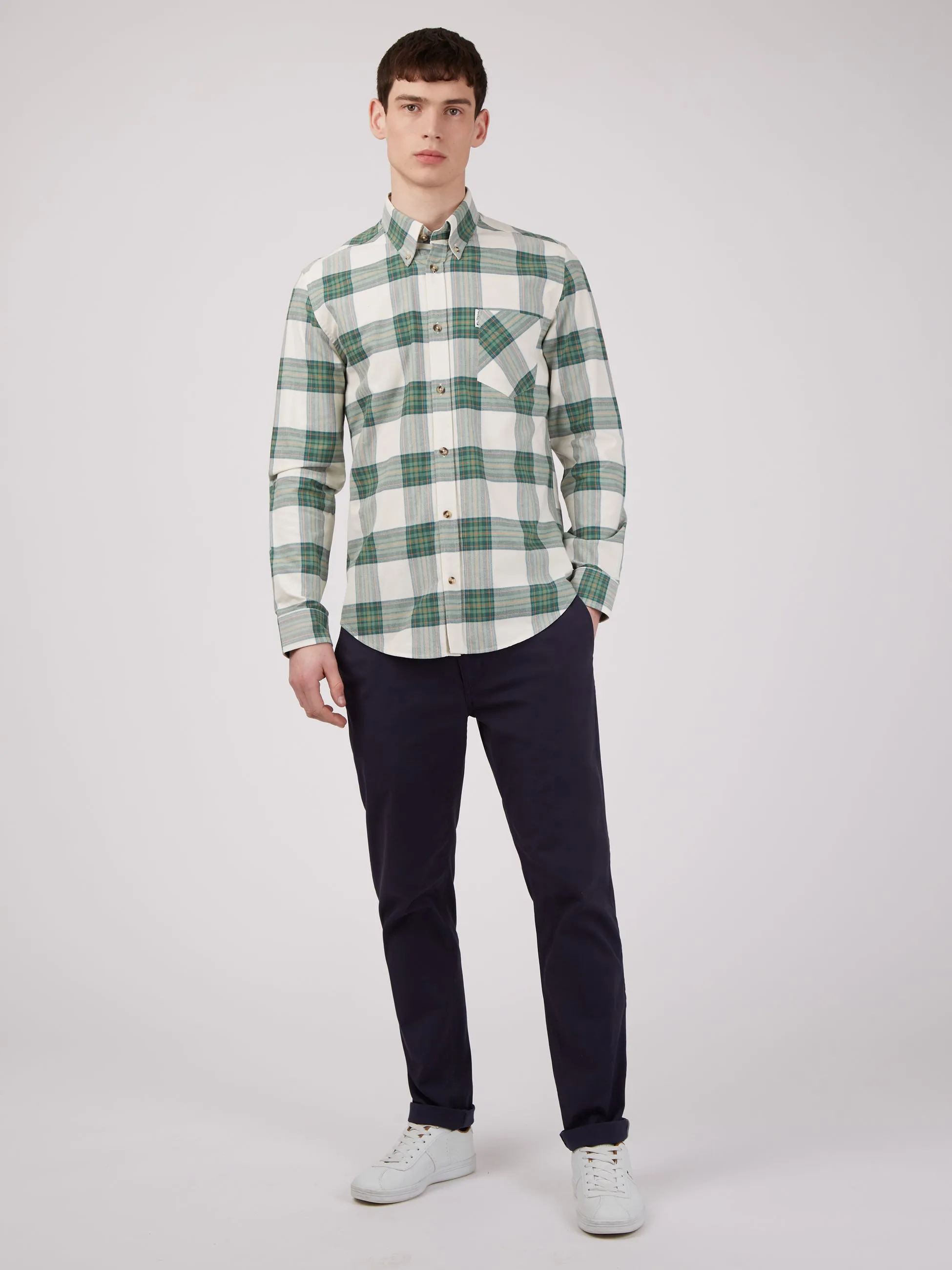 Oxford Tartan Check Long-Sleeve Shirt - Hunter Green sold by Ben Sherman product image thumbnail 2