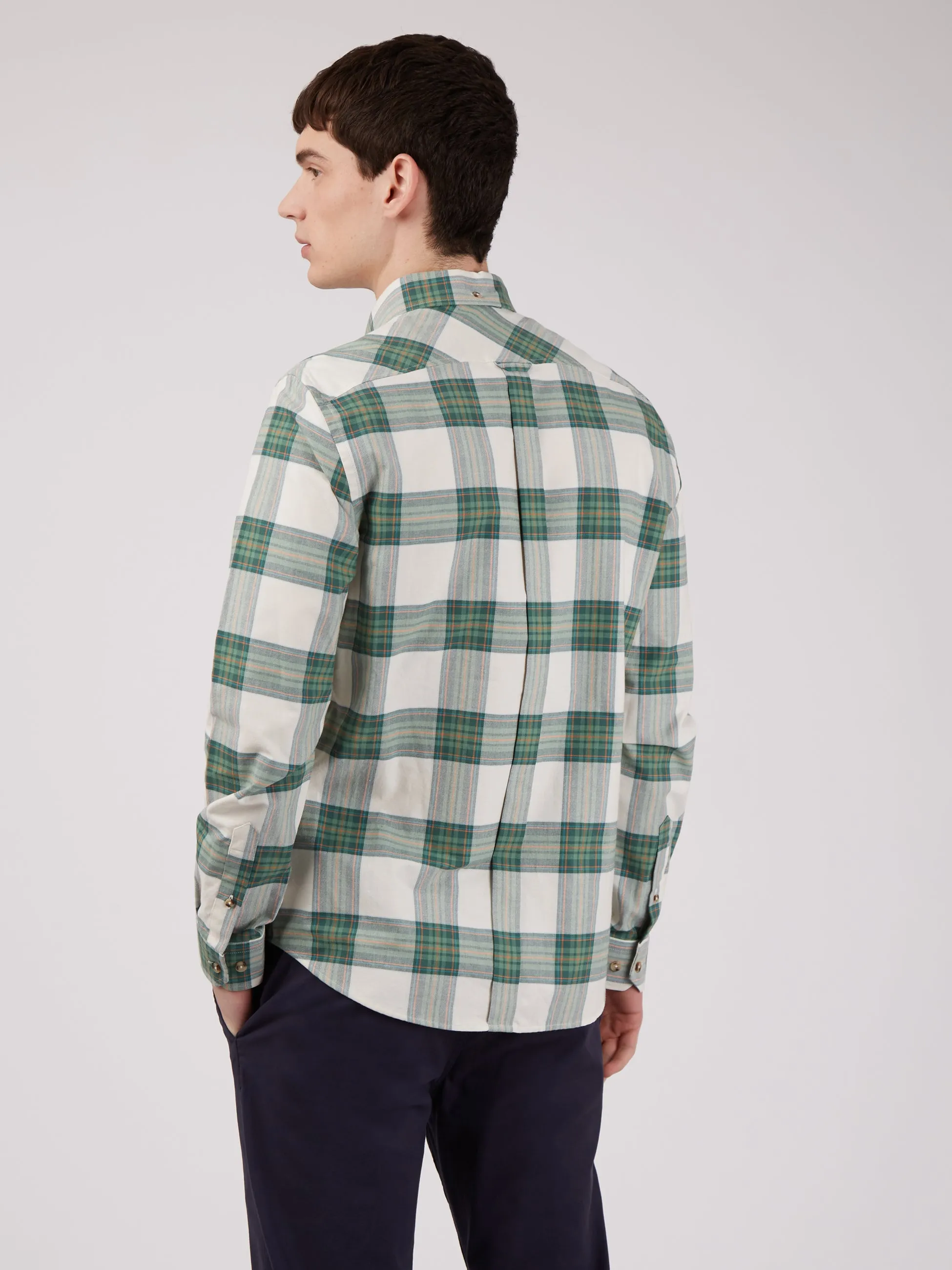 Oxford Tartan Check Long-Sleeve Shirt - Hunter Green sold by Ben Sherman product image thumbnail 3