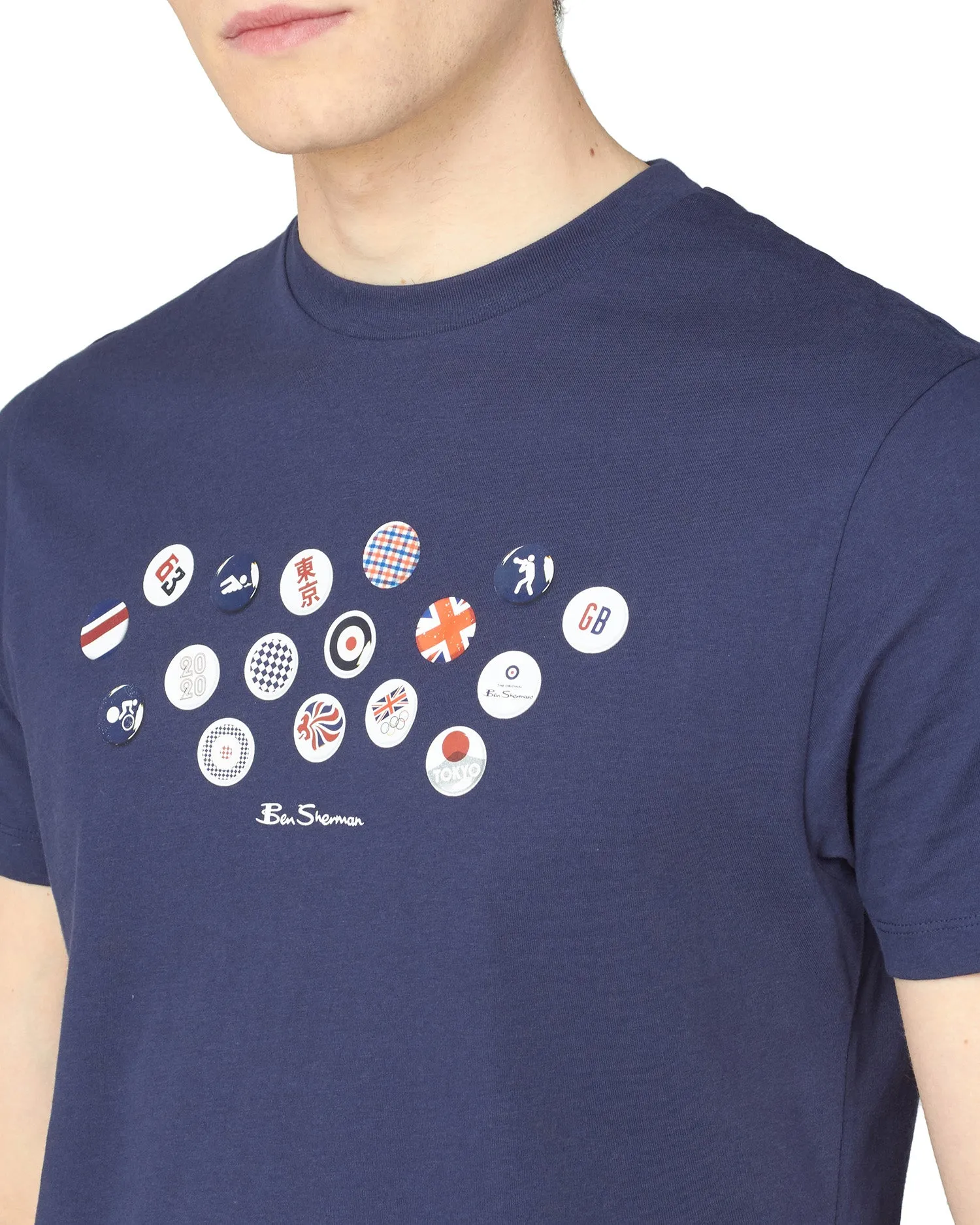 Team GB Men's Pin Badge Graphic Tee - Midnight sold by Ben Sherman product image thumbnail 4