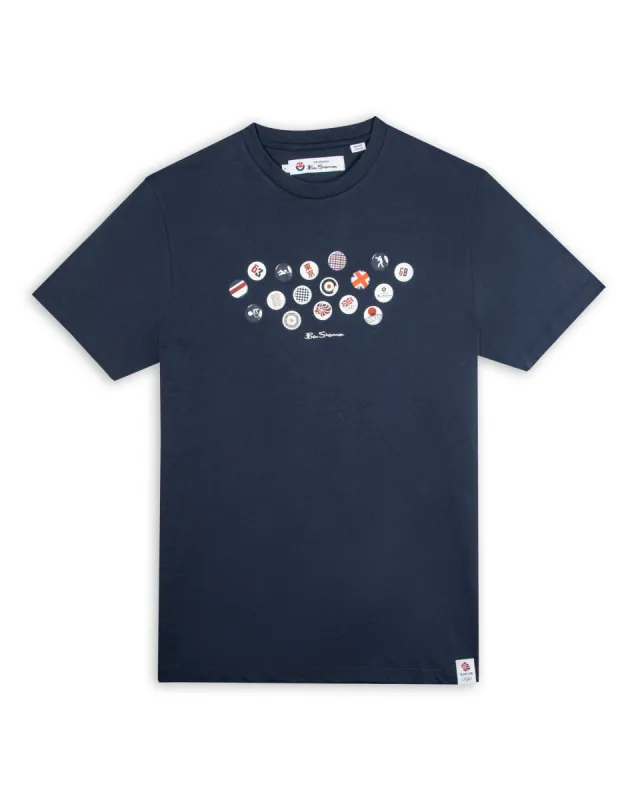 Team GB Men's Pin Badge Graphic Tee - Midnight made by Ben Sherman