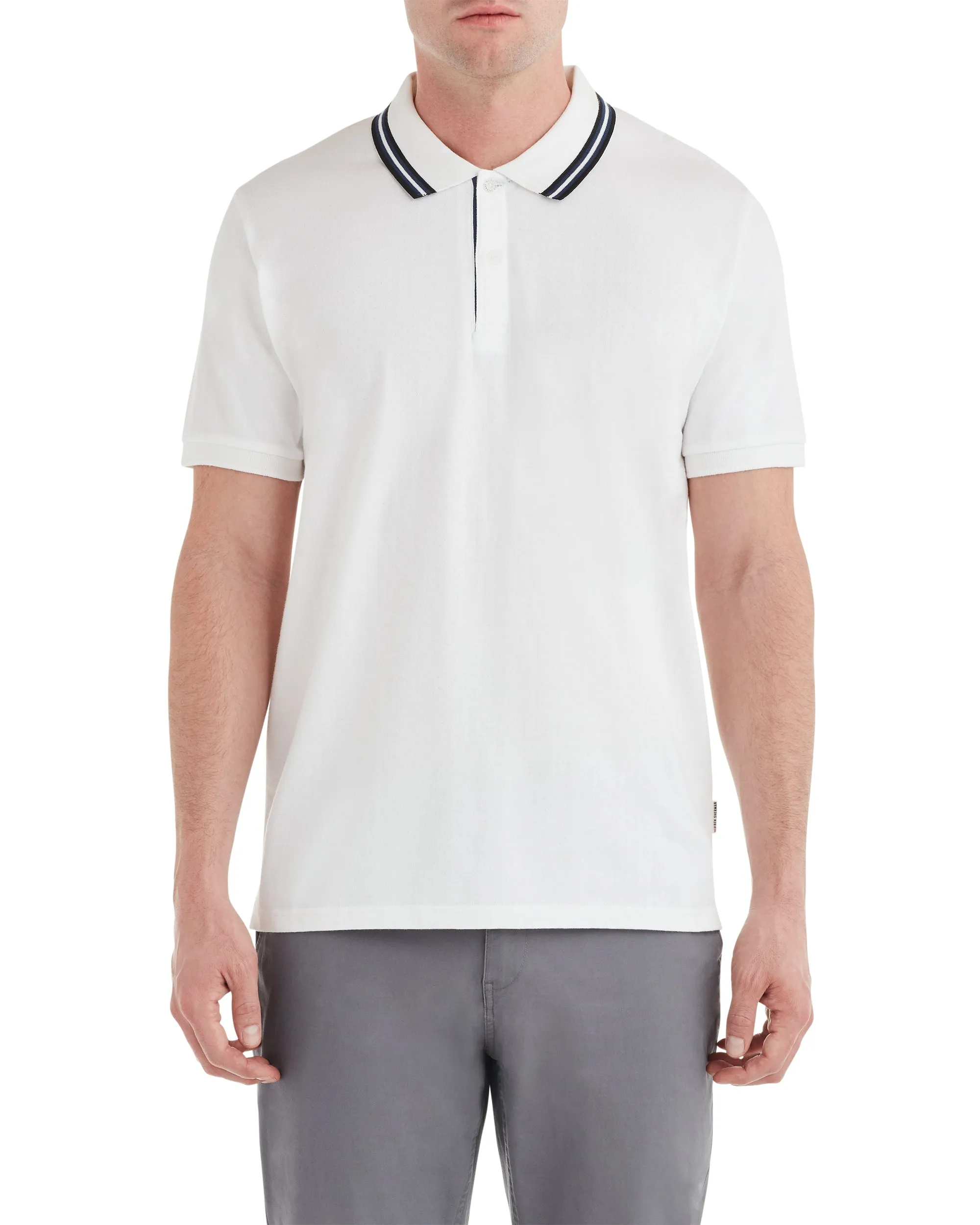 Micro Geo Jacquard Polo Shirt - Snow White sold by Ben Sherman
