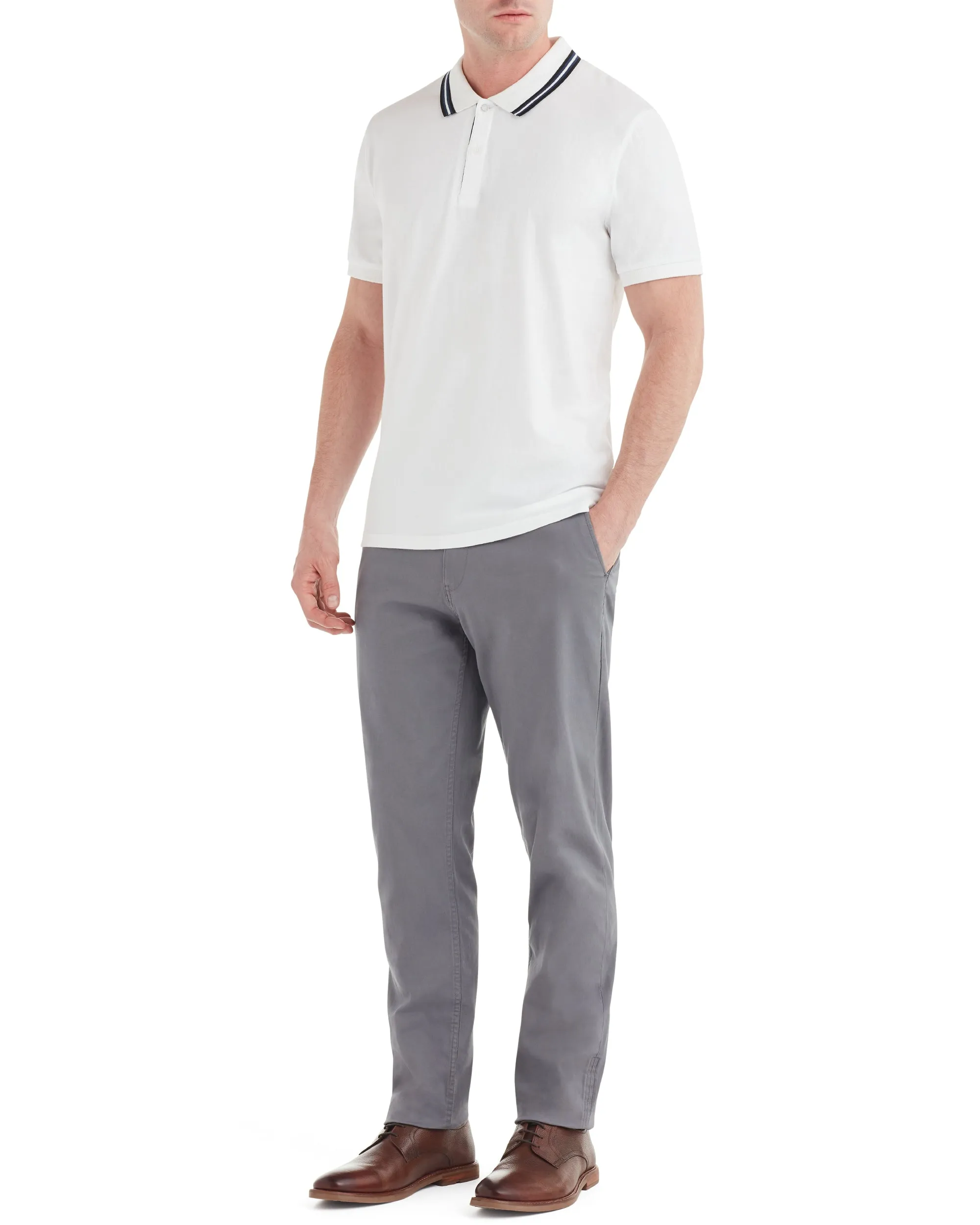 Micro Geo Jacquard Polo Shirt - Snow White sold by Ben Sherman product image thumbnail 3