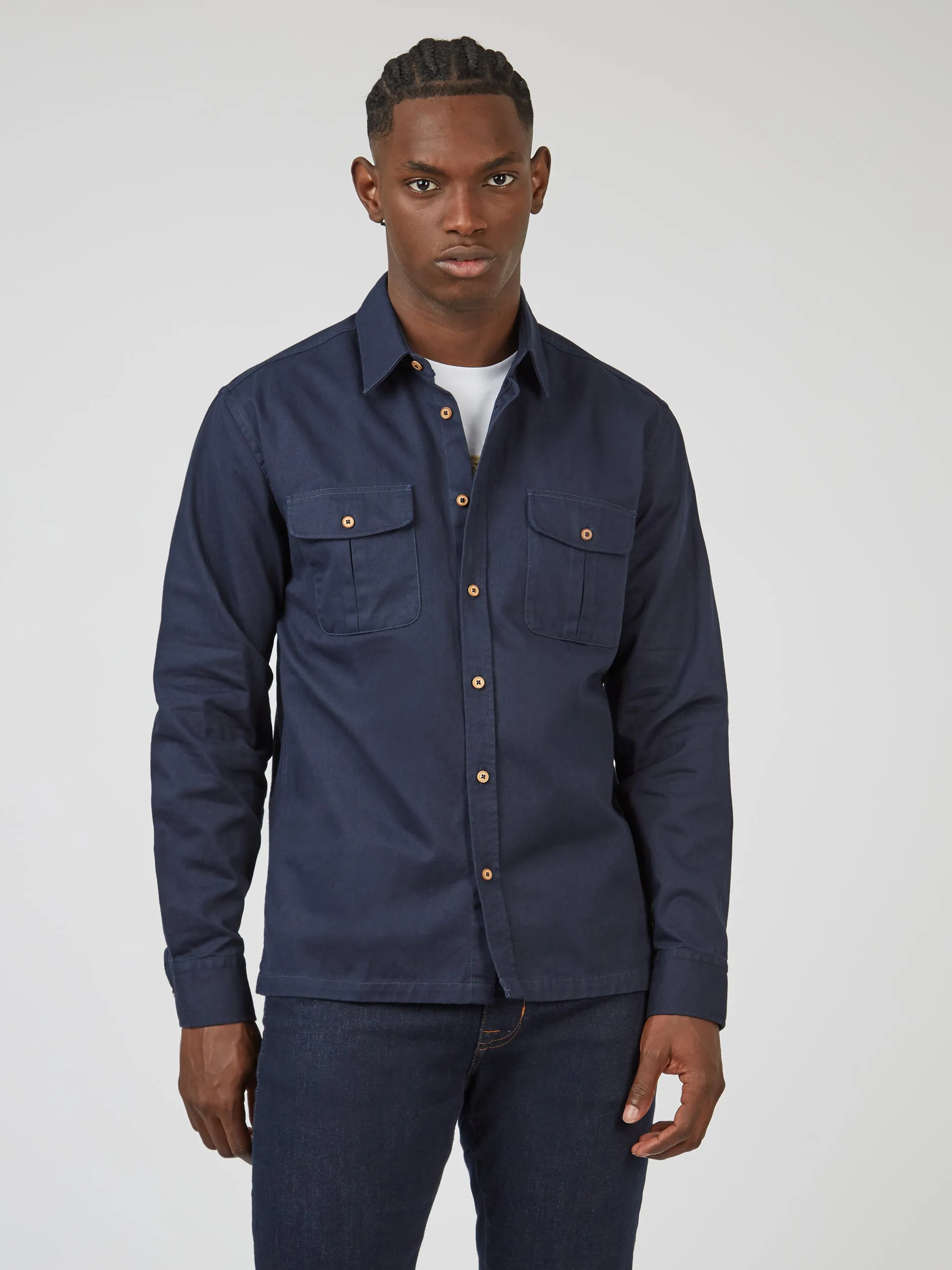 Cotton Twill Long-Sleeve Overshirt sold by Ben Sherman product image thumbnail 3