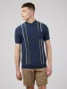 Minimal Mod Knit Striped Polo - Blue Denim sold by Ben Sherman