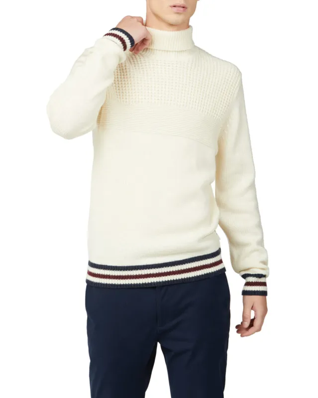 Textured Roll Neck Sweater - Ivory sold by Ben Sherman