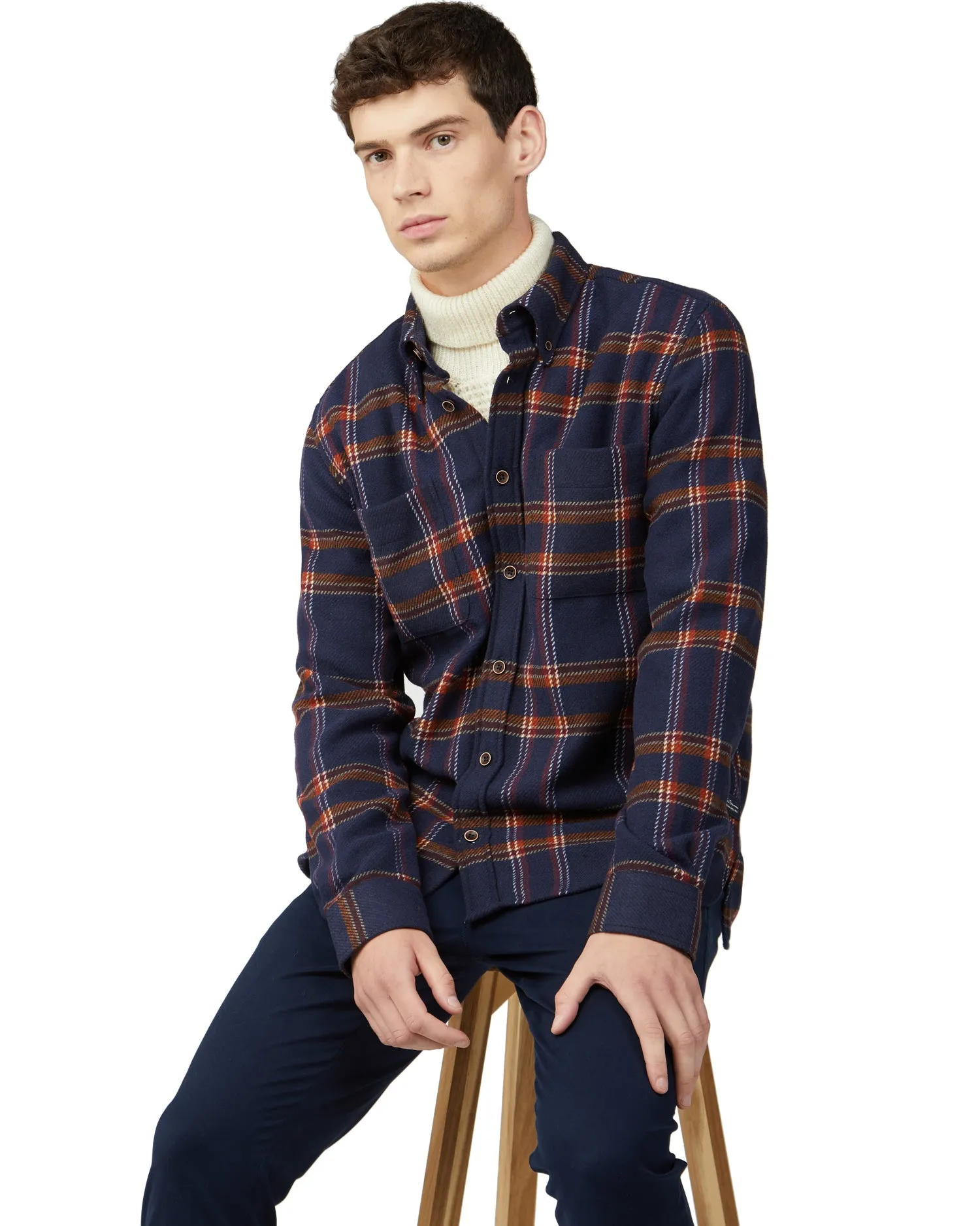 Textured Roll Neck Sweater - Ivory sold by Ben Sherman product image thumbnail 5