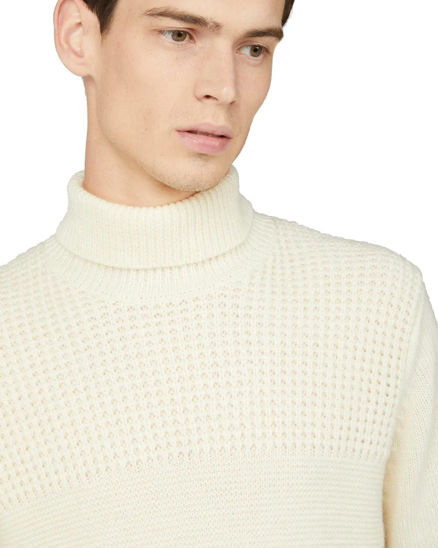 Textured Roll Neck Sweater - Ivory sold by Ben Sherman product image thumbnail 3