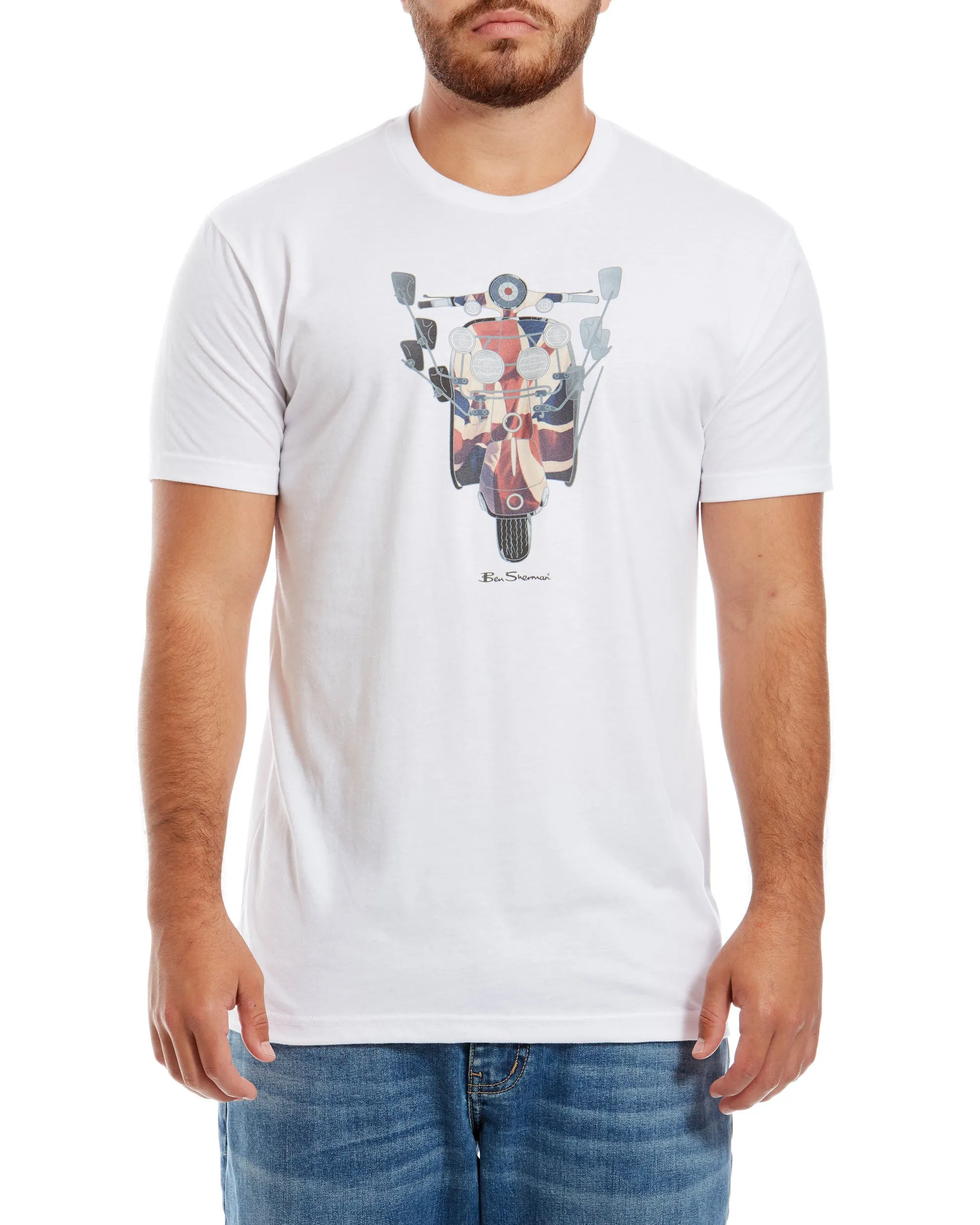 Scooter Flag Graphic Tee - White sold by Ben Sherman