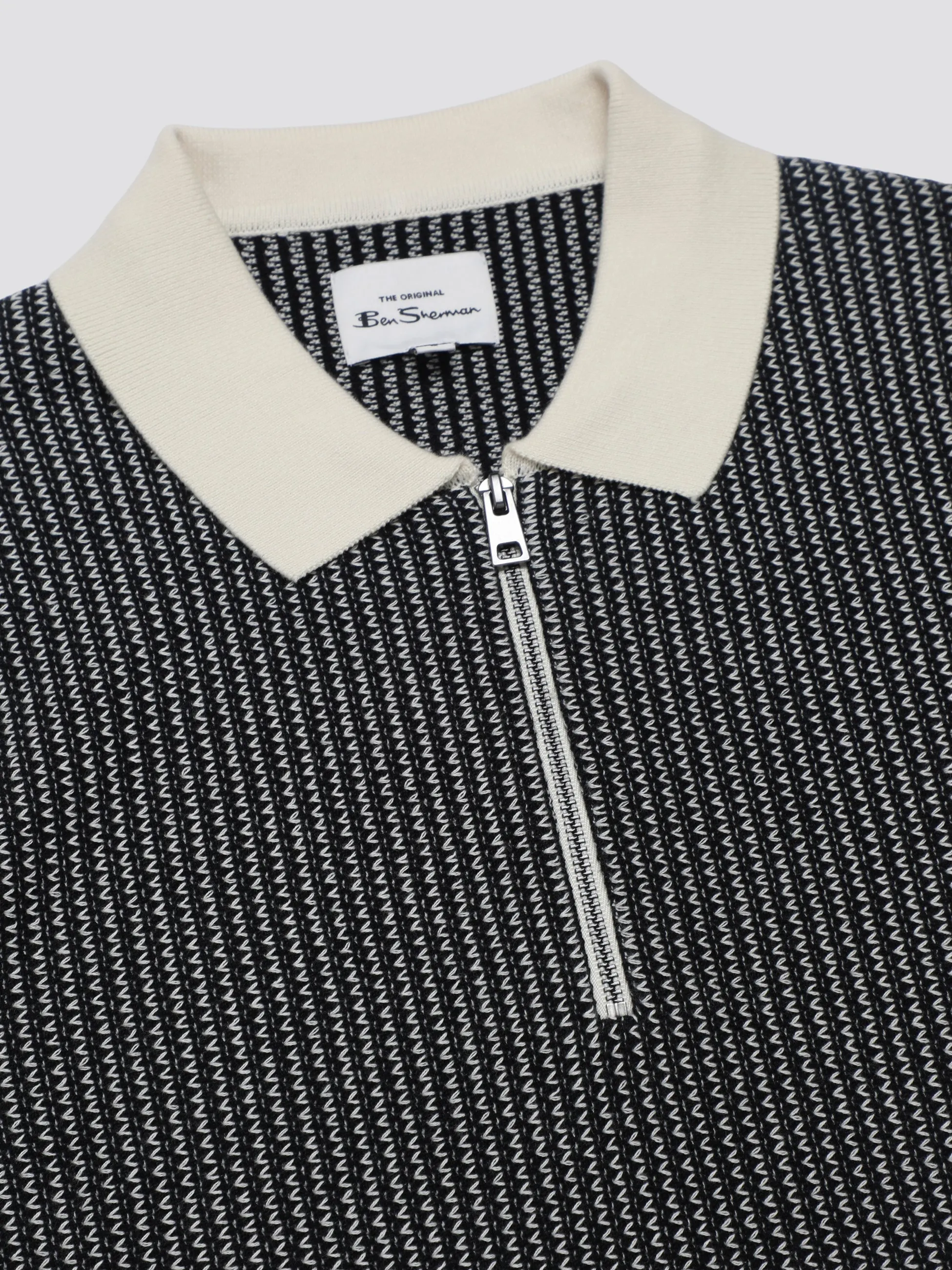 Signature Bicolor Zip Neck Polo - Ivory sold by Ben Sherman product image thumbnail 5