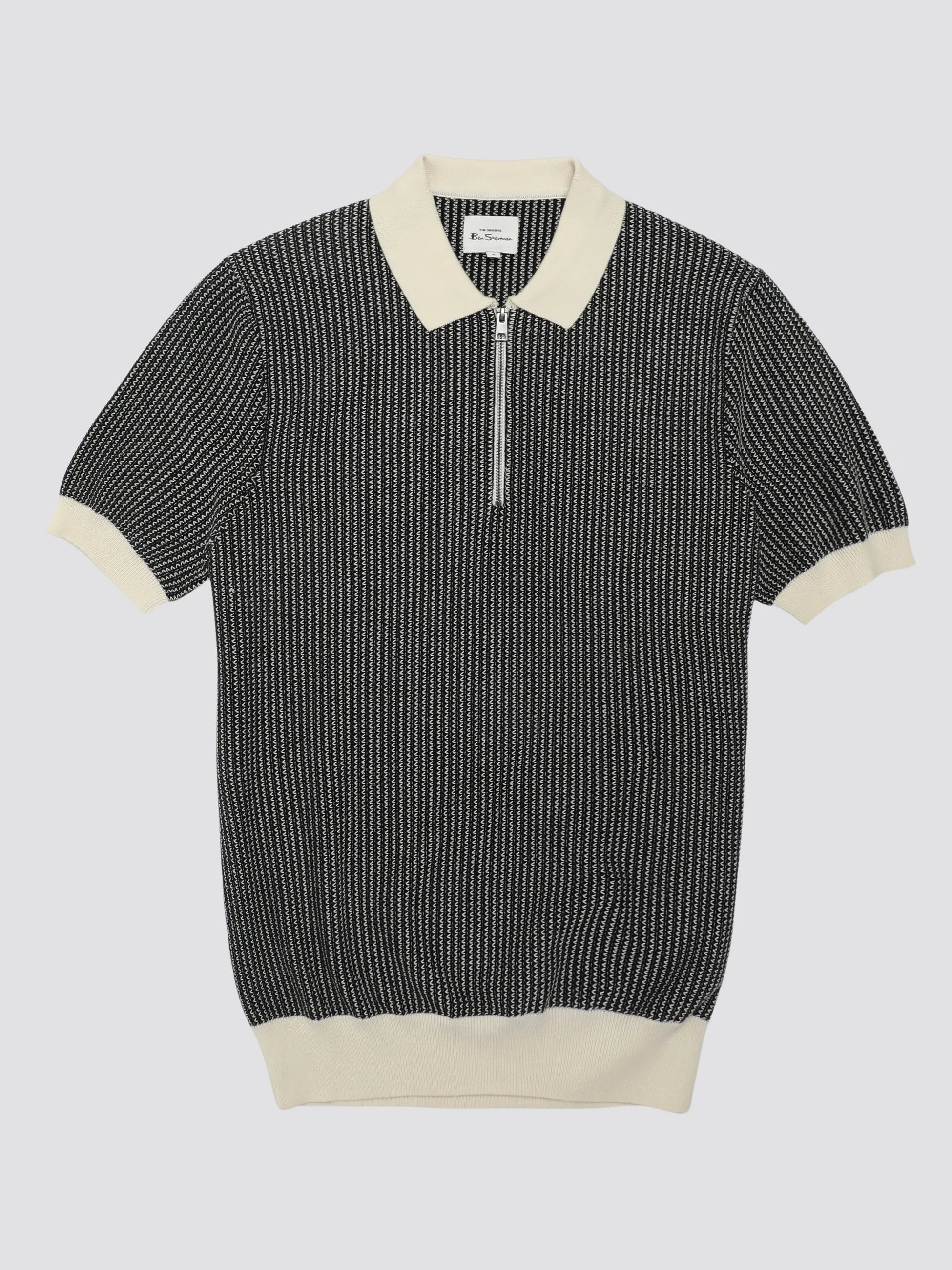Signature Bicolor Zip Neck Polo - Ivory sold by Ben Sherman product image thumbnail 4