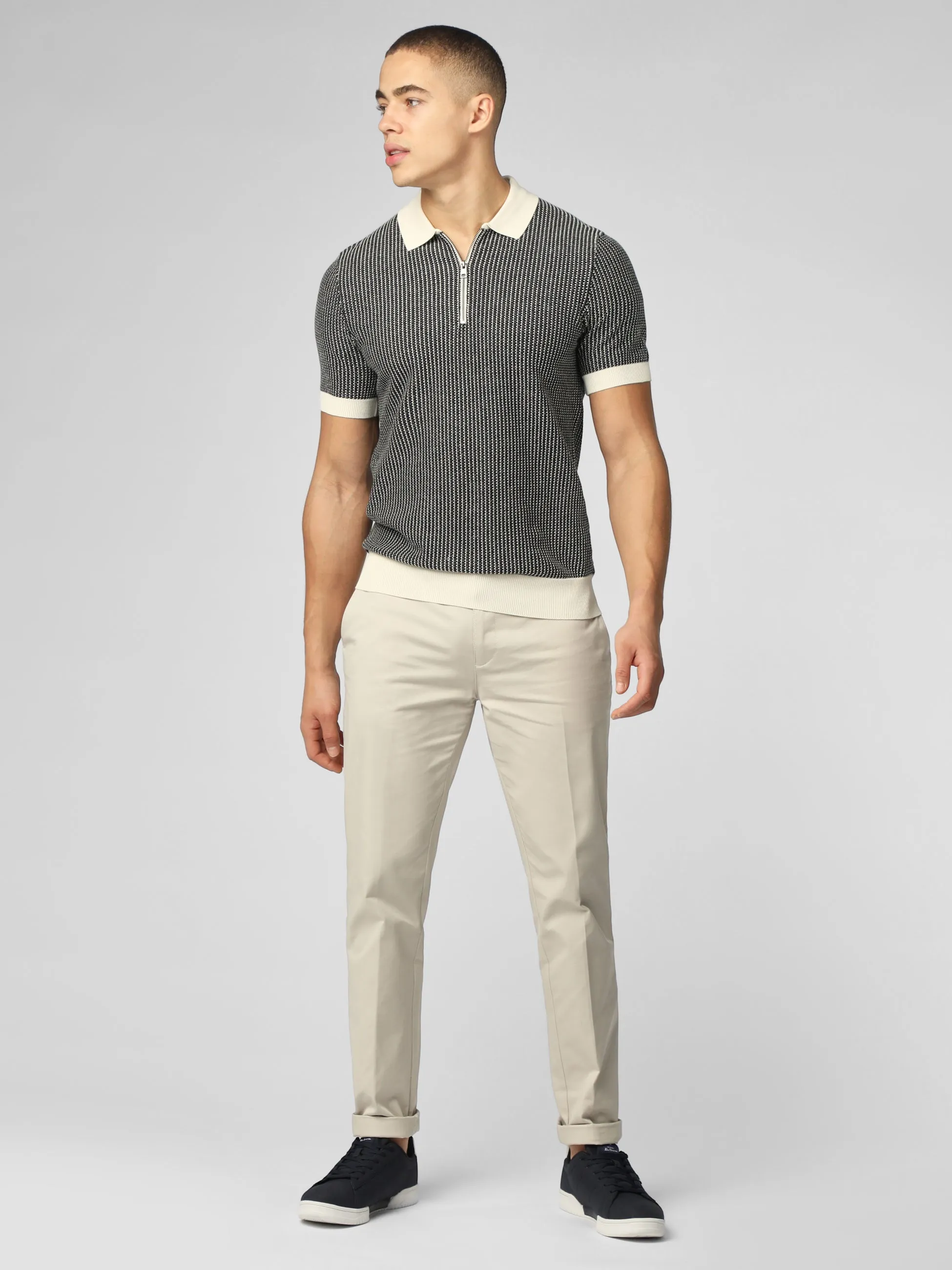 Signature Bicolor Zip Neck Polo - Ivory sold by Ben Sherman product image thumbnail 2