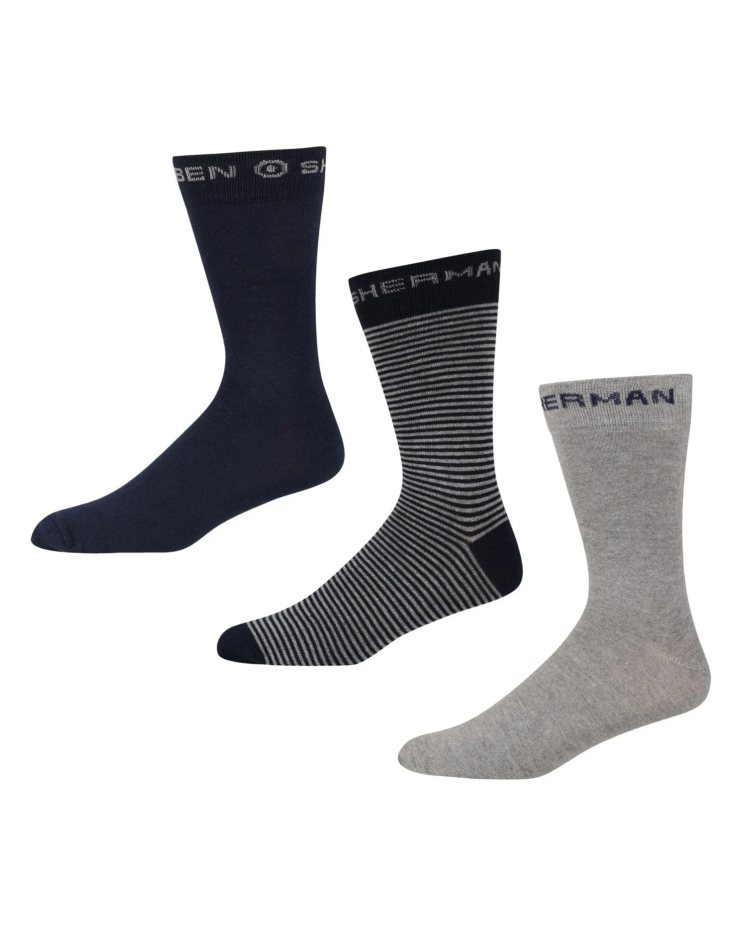 Malt Queen Men's 3-Pack Socks - Navy/Navy Grey Marl/Grey Marl sold by Ben Sherman