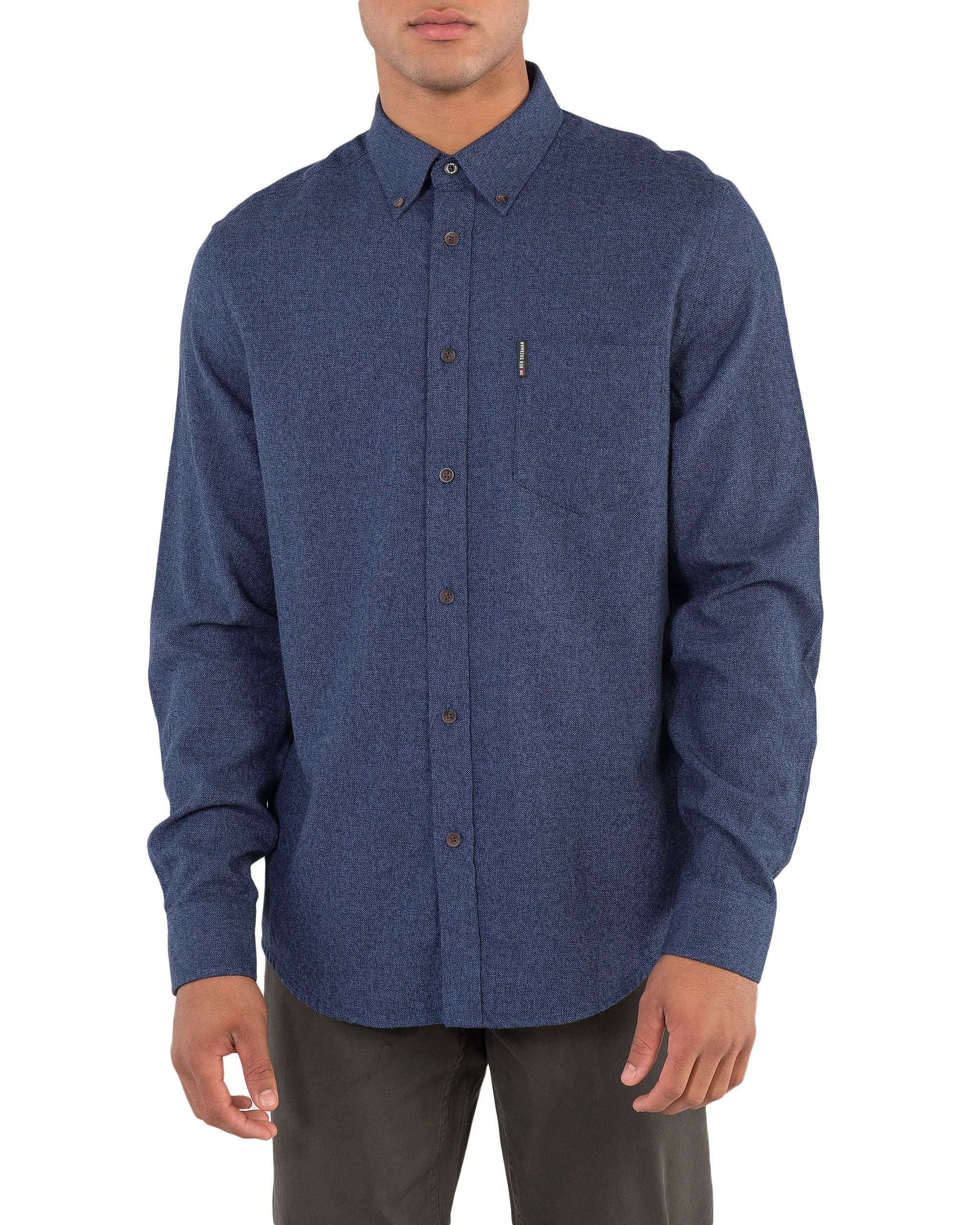 Long-Sleeve Twisted Brushed Shirt - Blue sold by Ben Sherman