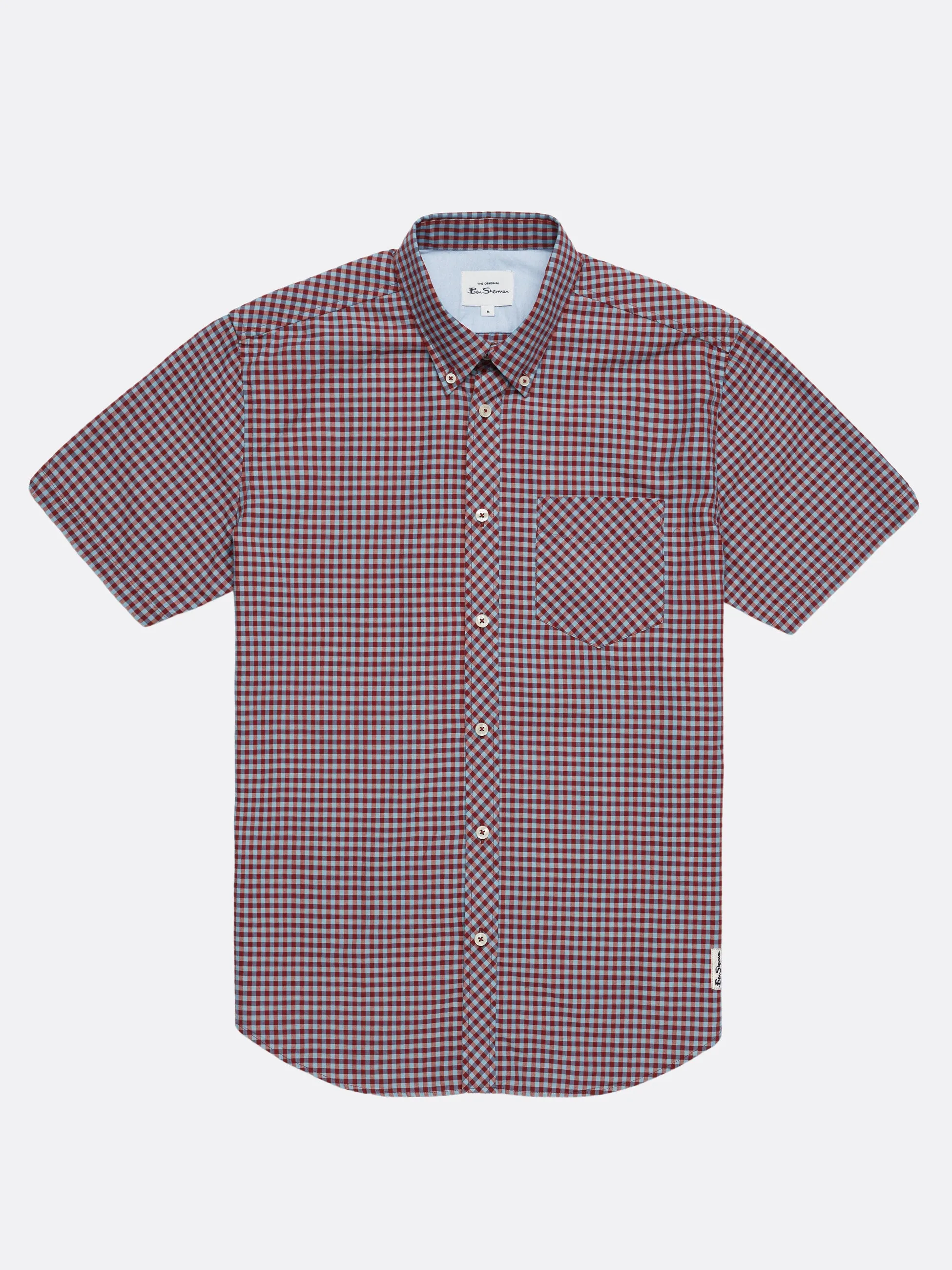 Signature Short-Sleeve Gingham Shirt - Claret sold by Ben Sherman