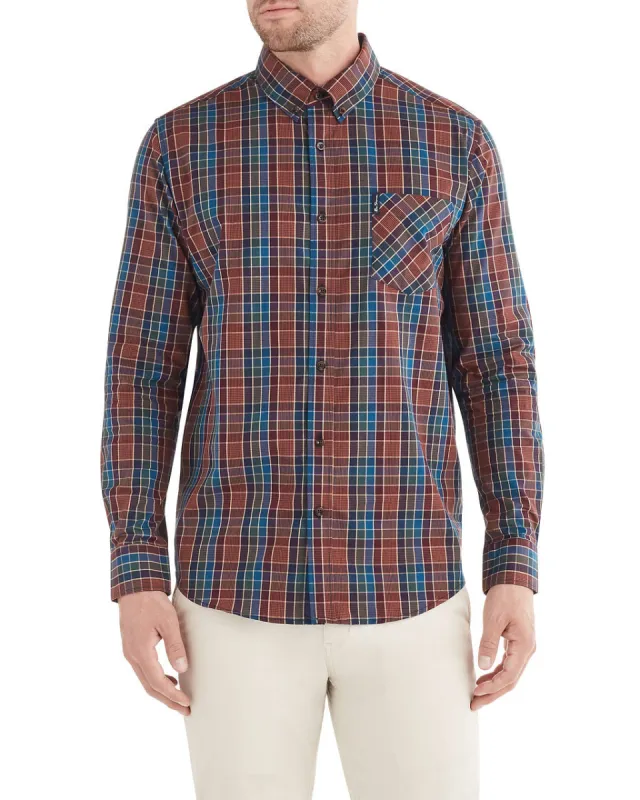 Long-Sleeve Combo Check Shirt - Cinnamon sold by Ben Sherman
