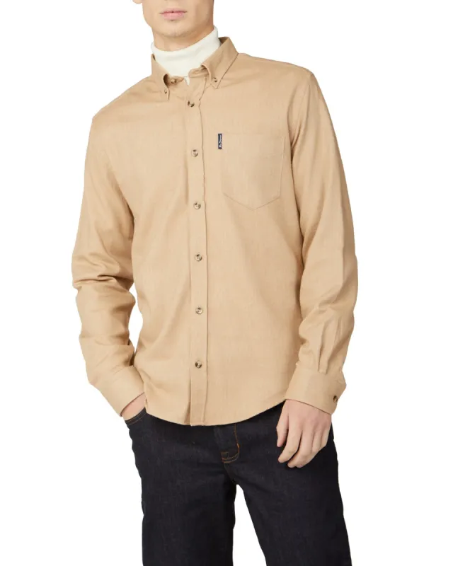 Brushed Herringbone Shirt - Sand sold by Ben Sherman