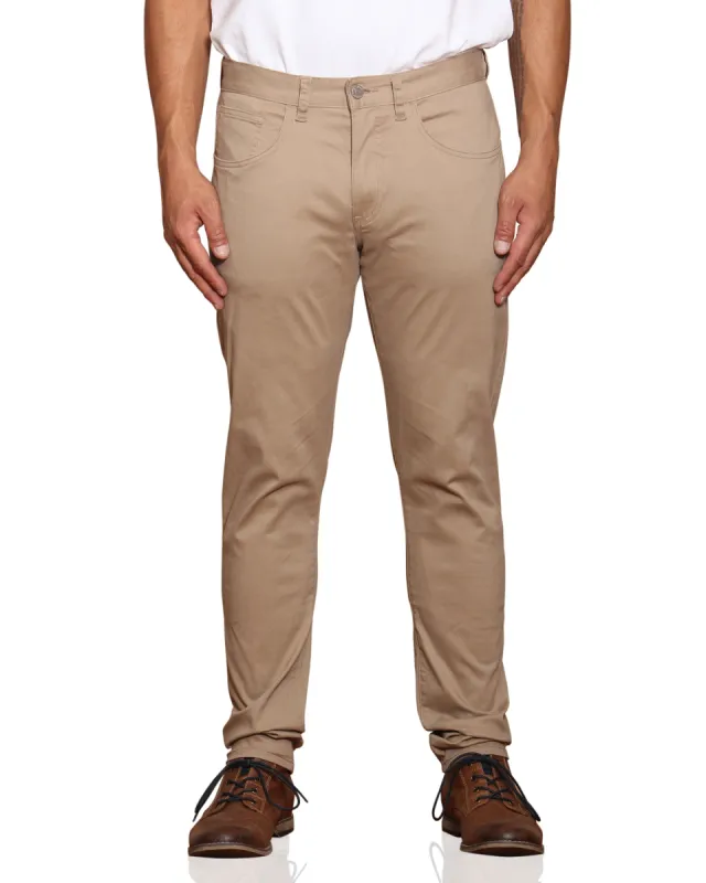 Stretch Sateen Five-Pocket Pant - Stone sold by Ben Sherman