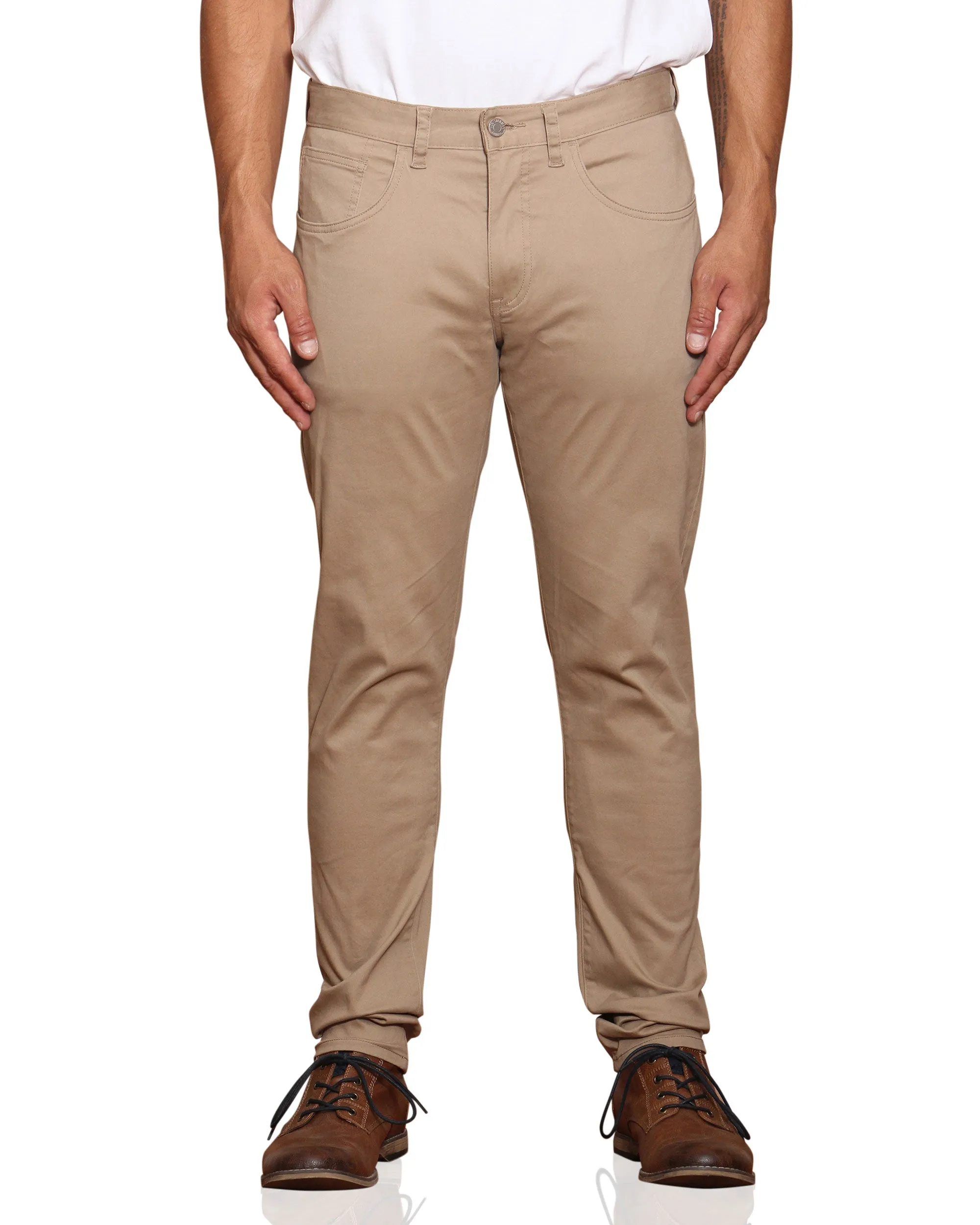 Stretch Sateen Five-Pocket Pant - Stone sold by Ben Sherman