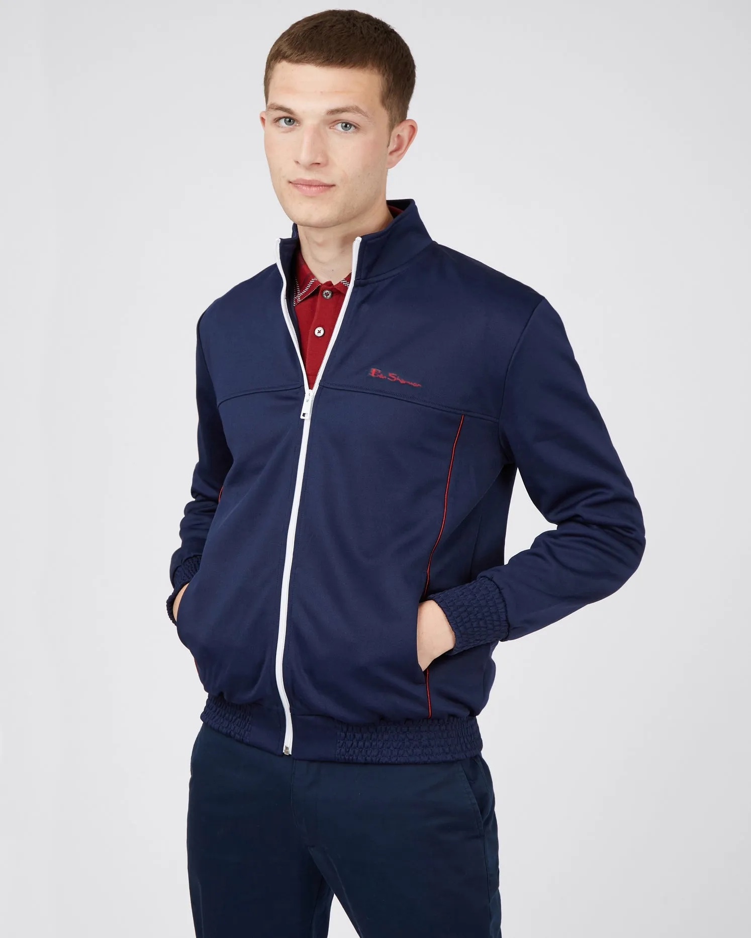 Tricot Funnel-Neck Zip-Through Jacket - Marine sold by Ben Sherman