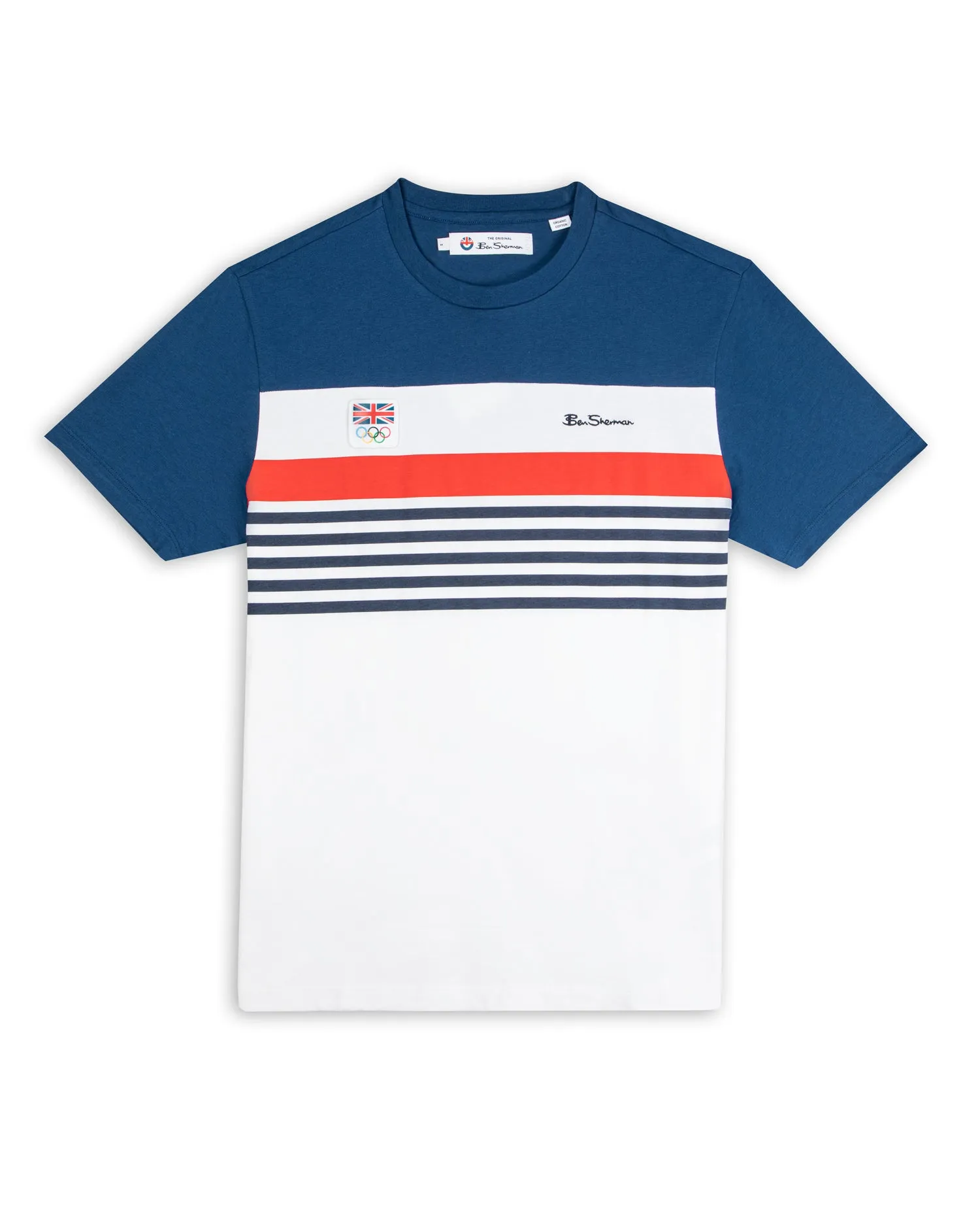 Team GB Men's Chest-Stripe Tee - Marine sold by Ben Sherman
