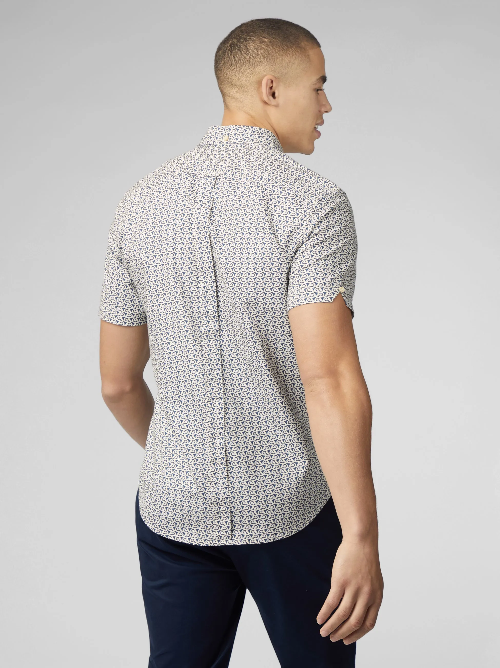 Geo Wave Print Shirt - Blue Denim sold by Ben Sherman product image thumbnail 3