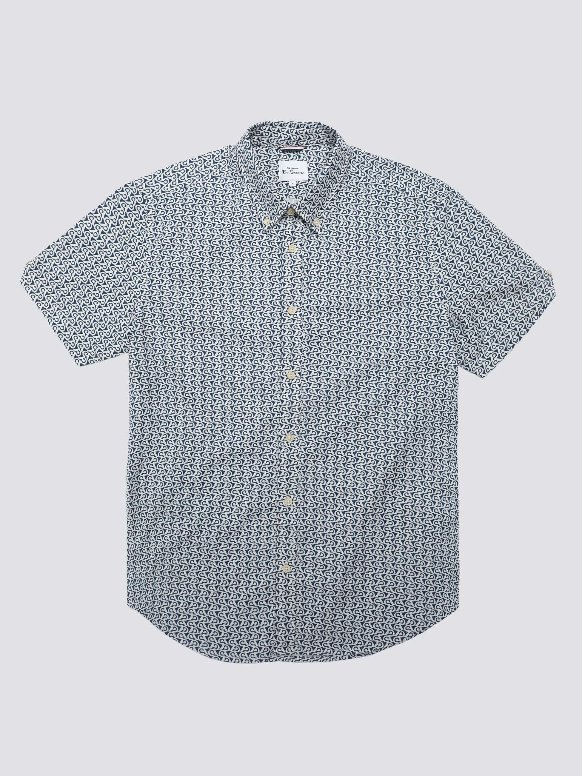 Geo Wave Print Shirt - Blue Denim sold by Ben Sherman product image thumbnail 4