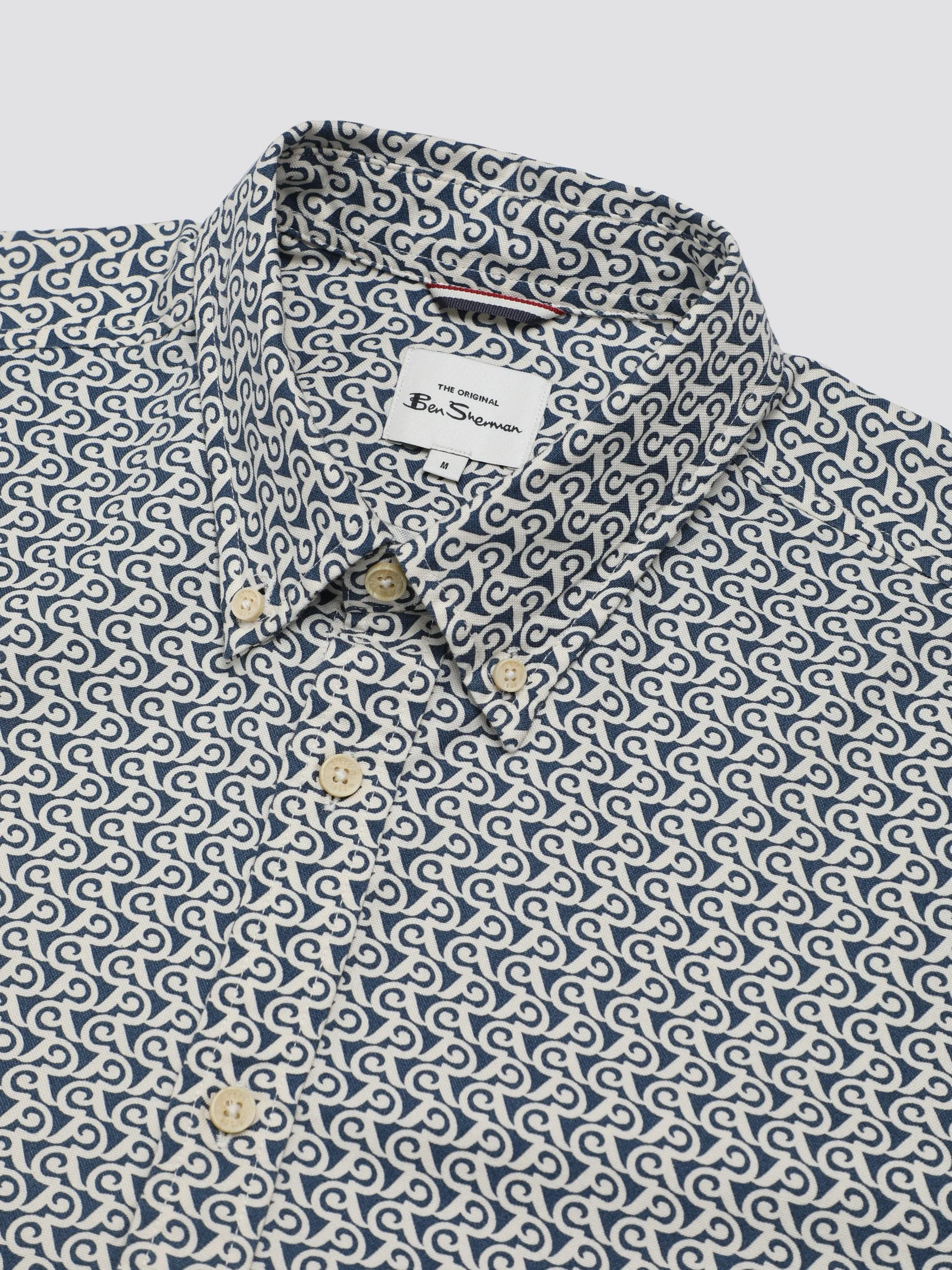 Geo Wave Print Shirt - Blue Denim sold by Ben Sherman product image thumbnail 5
