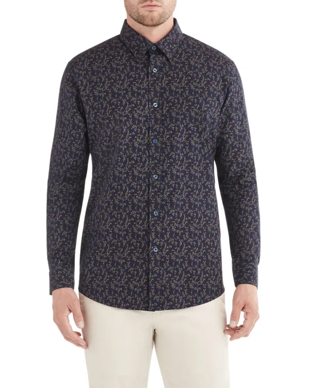 Long-Sleeve Dot Floral Print Shirt - Dark Navy sold by Ben Sherman