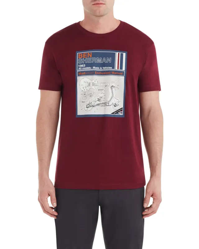 Manual Graphic Tee - Burgundy sold by Ben Sherman