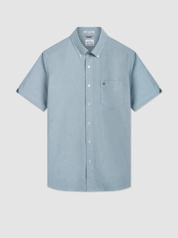 Short Sleeve Brighton Oxford Organic Shirt - Forest Green sold by Ben Sherman