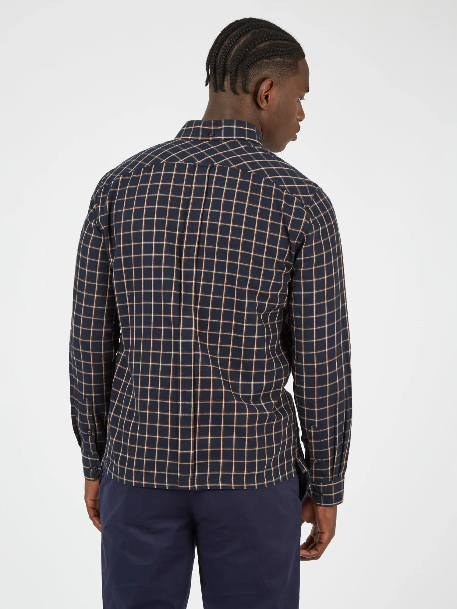 Long-Sleeve Grid-Check Soft-Laundered Shirt - Midnight sold by Ben Sherman product image thumbnail 2