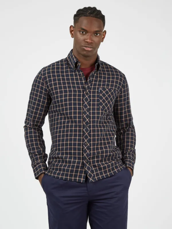 Long-Sleeve Grid-Check Soft-Laundered Shirt - Midnight sold by Ben Sherman