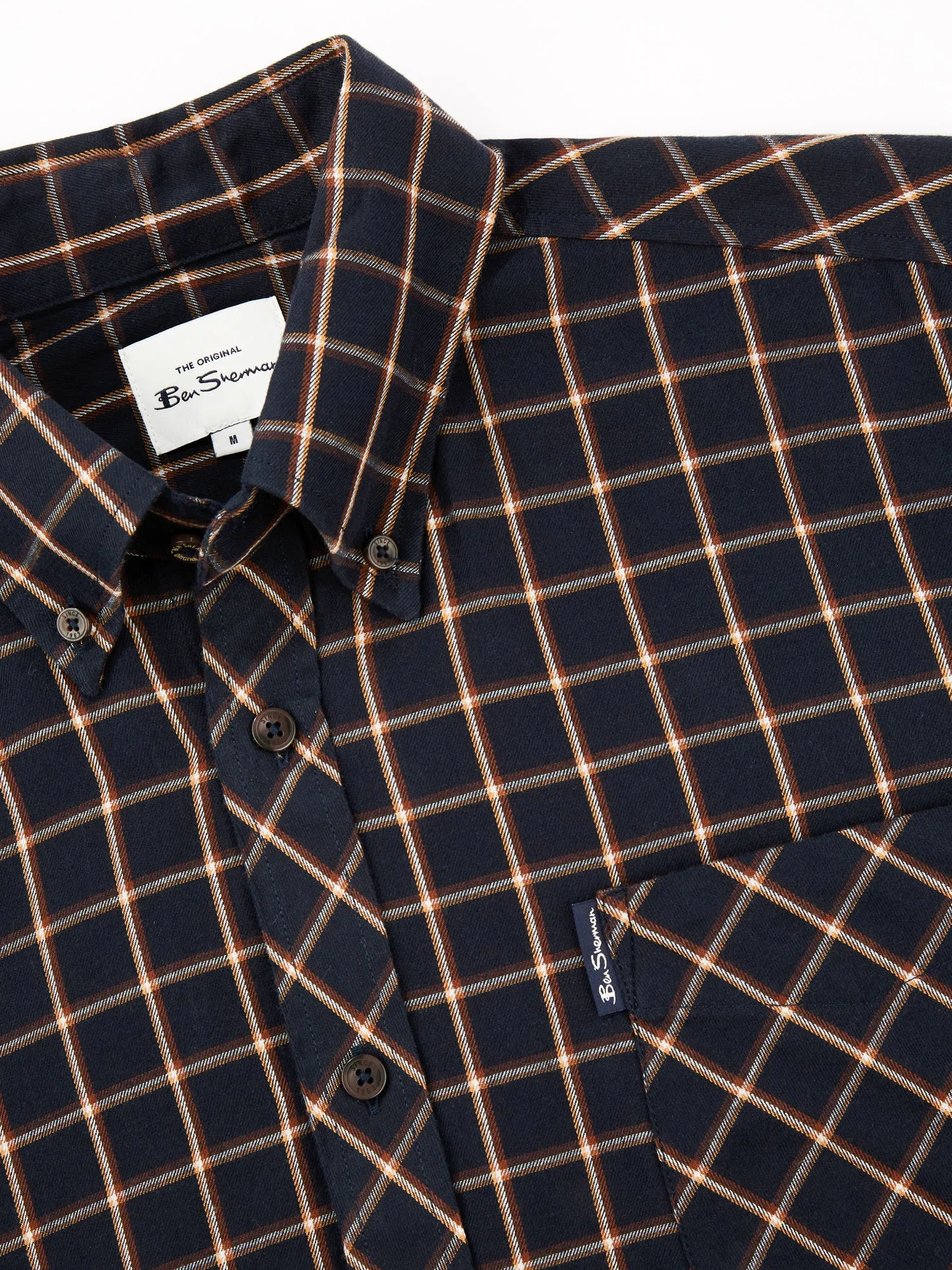 Long-Sleeve Grid-Check Soft-Laundered Shirt - Midnight sold by Ben Sherman product image thumbnail 4
