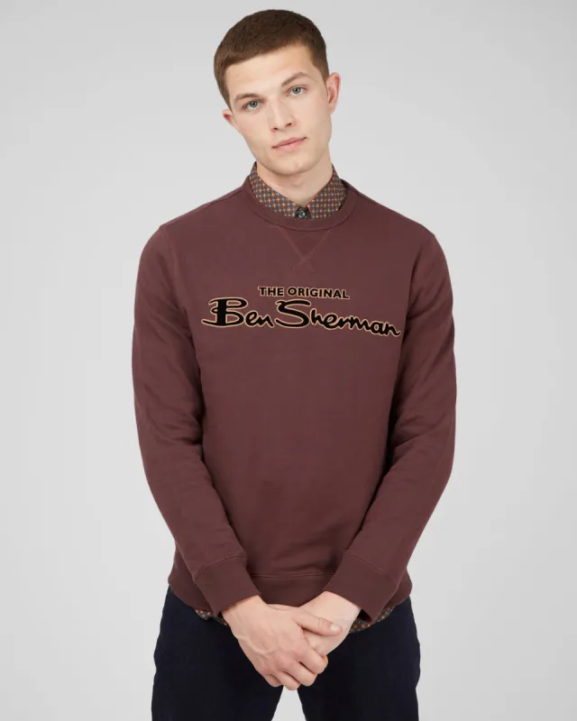 Signature Logo Sweatshirt - Bordeaux sold by Ben Sherman