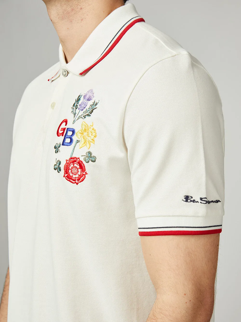 Team GB Floral Embroidered Pique Polo - Ivory sold by Ben Sherman product image thumbnail 5