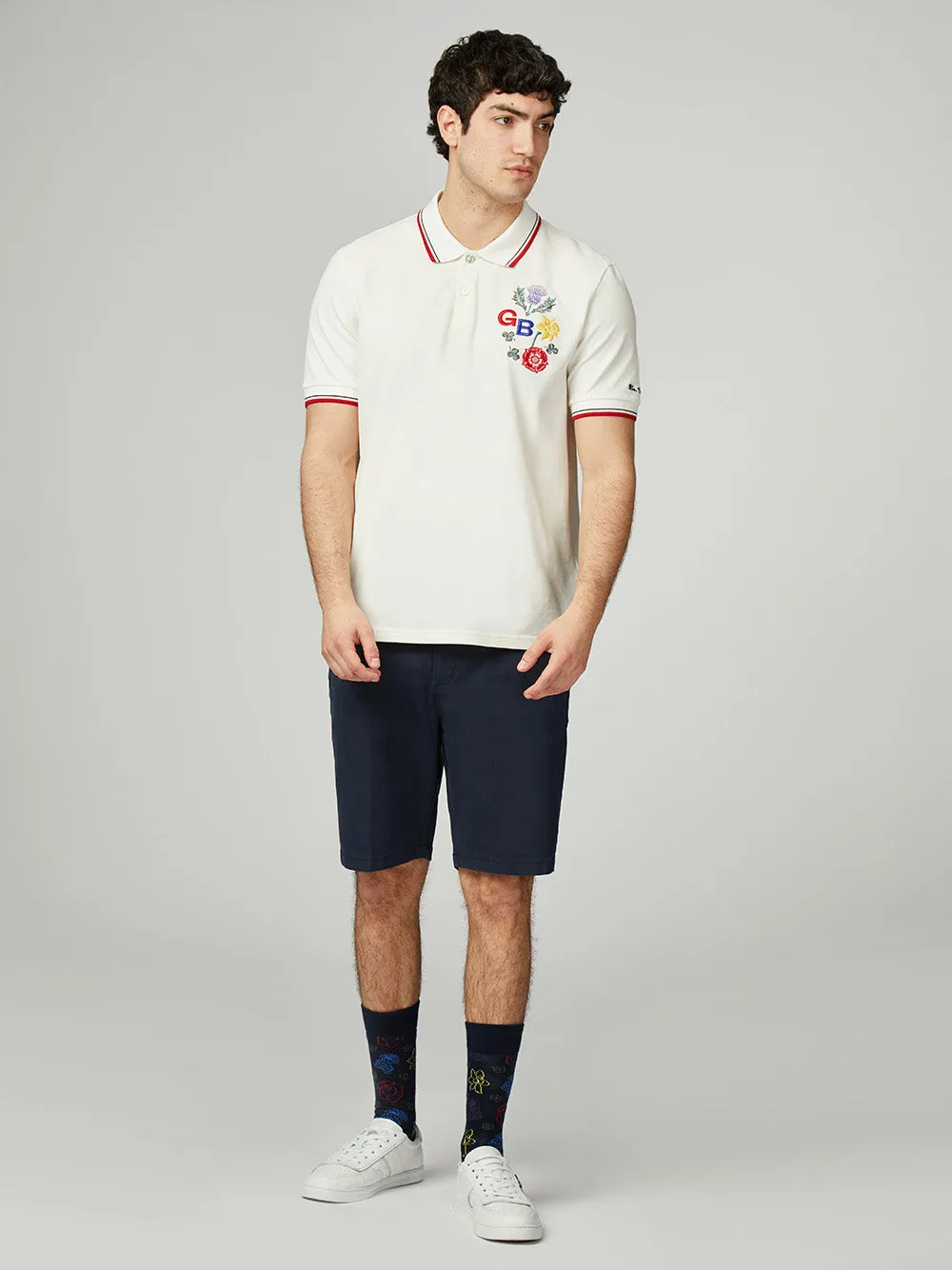 Team GB Floral Embroidered Pique Polo - Ivory sold by Ben Sherman product image thumbnail 2