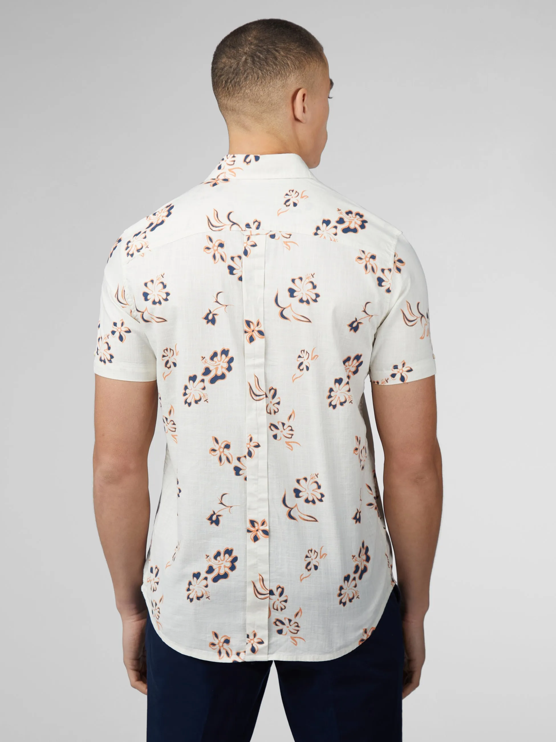 Signature Linear Floral Print Shirt - Ivory sold by Ben Sherman product image thumbnail 3