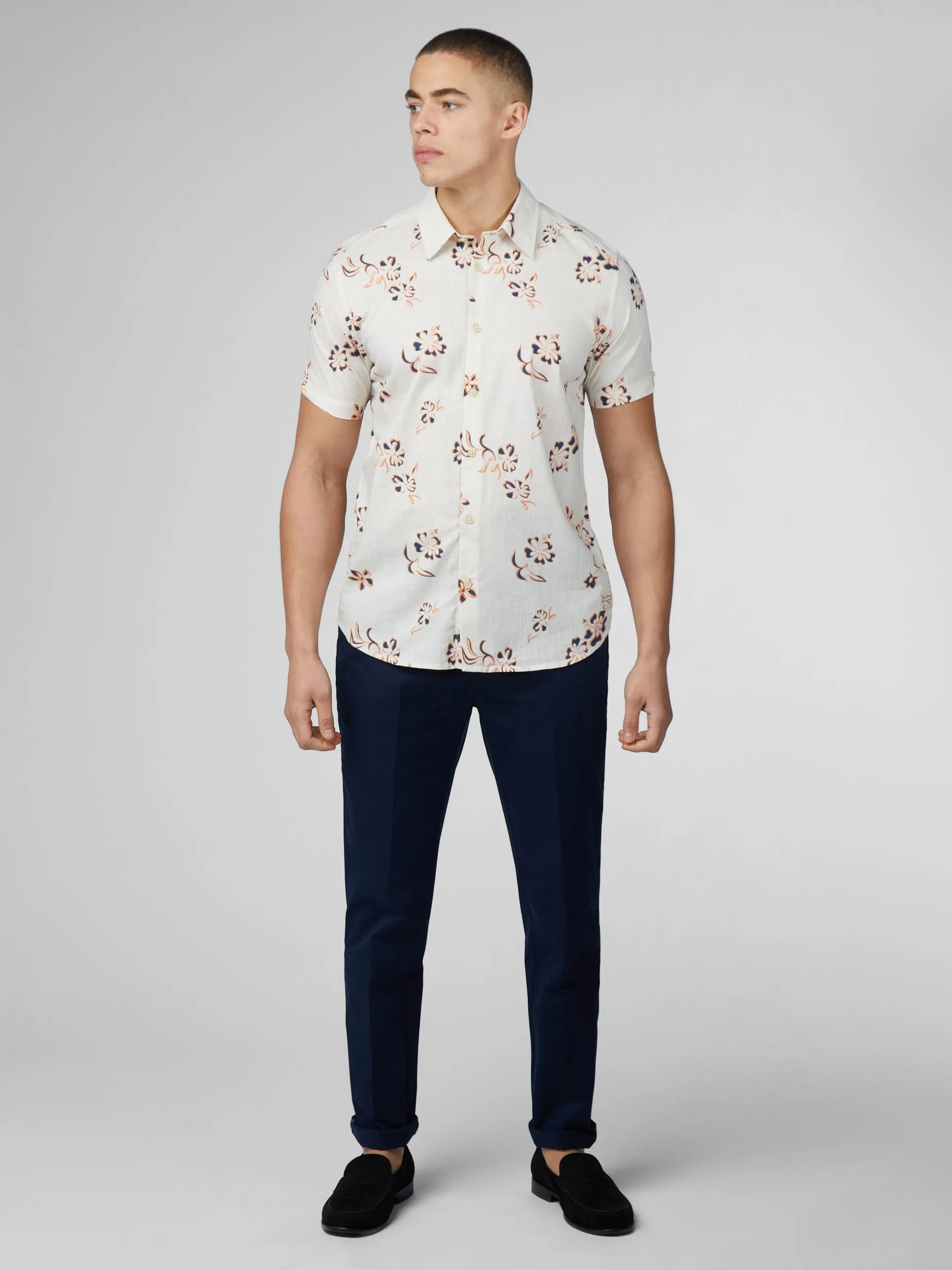 Signature Linear Floral Print Shirt - Ivory sold by Ben Sherman product image thumbnail 2