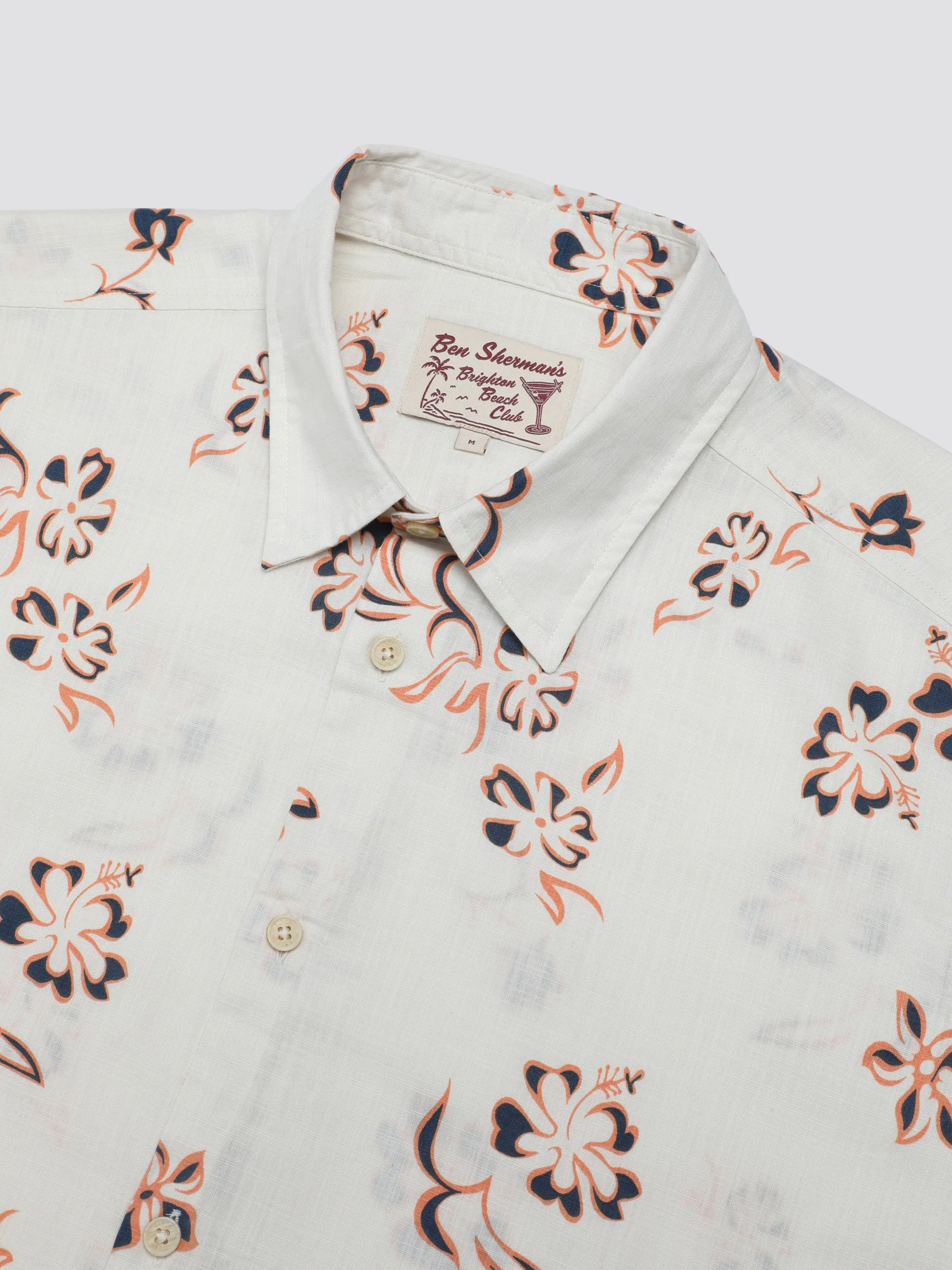 Signature Linear Floral Print Shirt - Ivory sold by Ben Sherman product image thumbnail 5