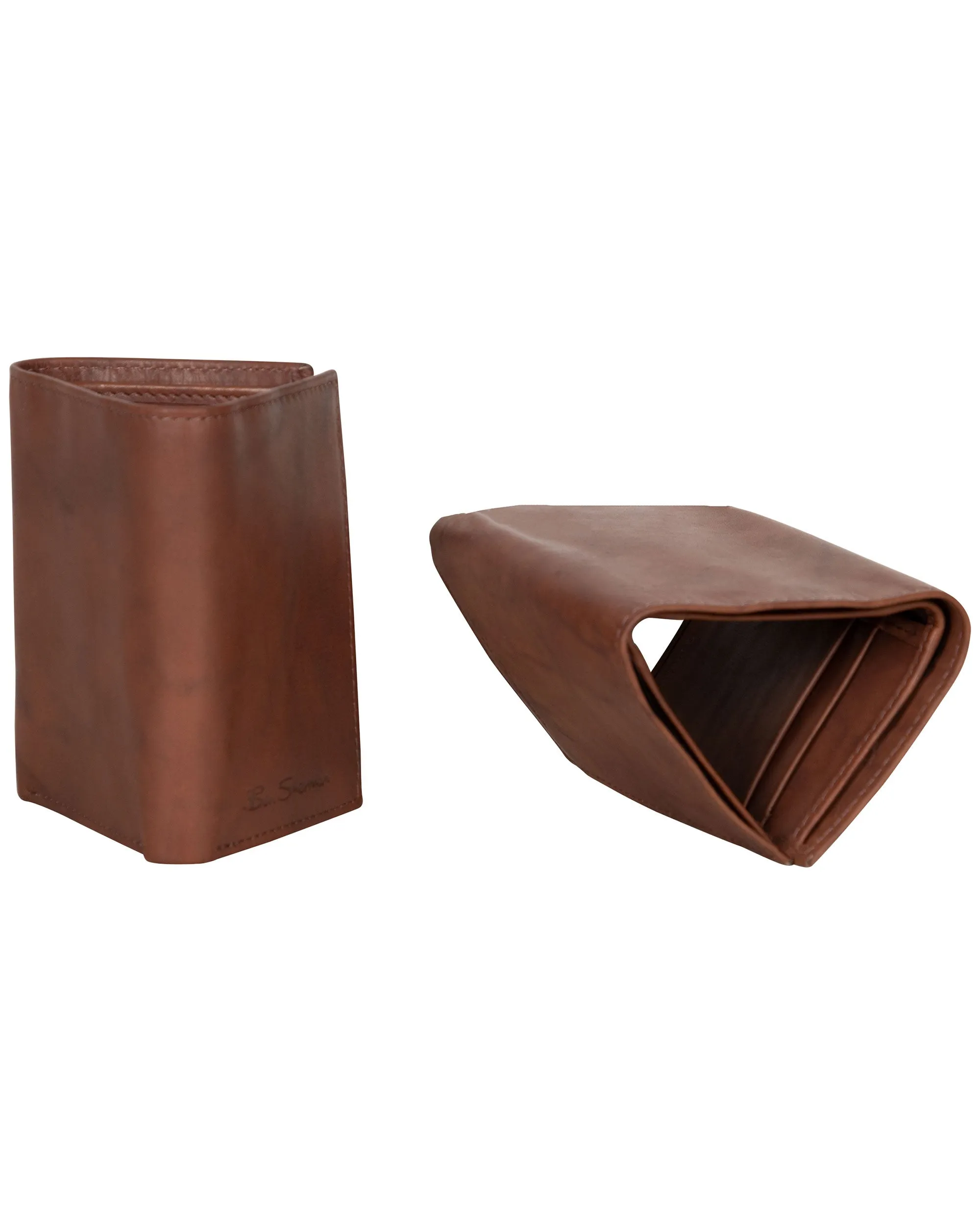 Manchester Full-Grain Cowhide Marble Crunch Leather Trifold Wallet - Cognac sold by Ben Sherman product image thumbnail 4